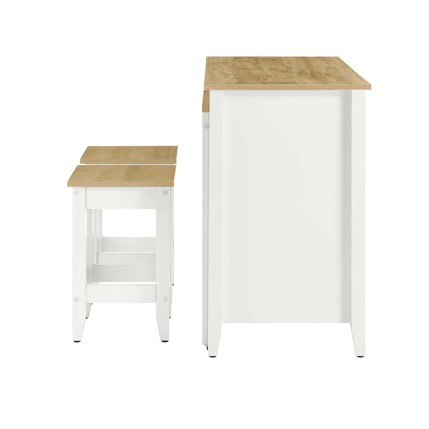 Farmstead 3-Piece Kitchen Island Set – Includes a Pull-Out Table and Adjustable Stools Offering a Versatile and Stylish Solution for Your Kitchen.