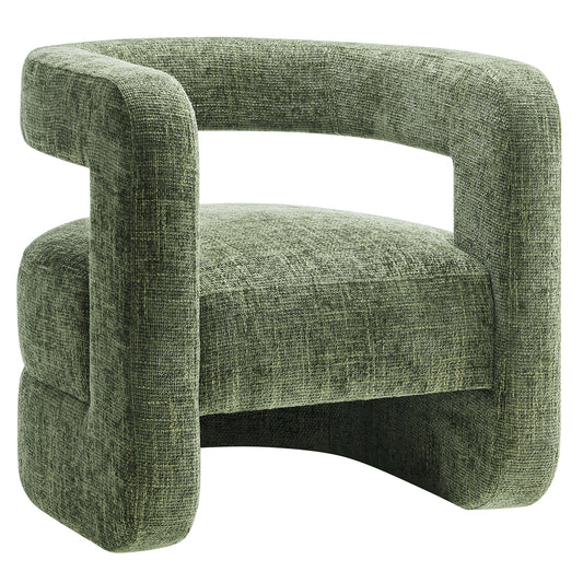 Jaylin Upholstered Chenille Accent Chair in Basil - Modern Green Armchair for Living Room