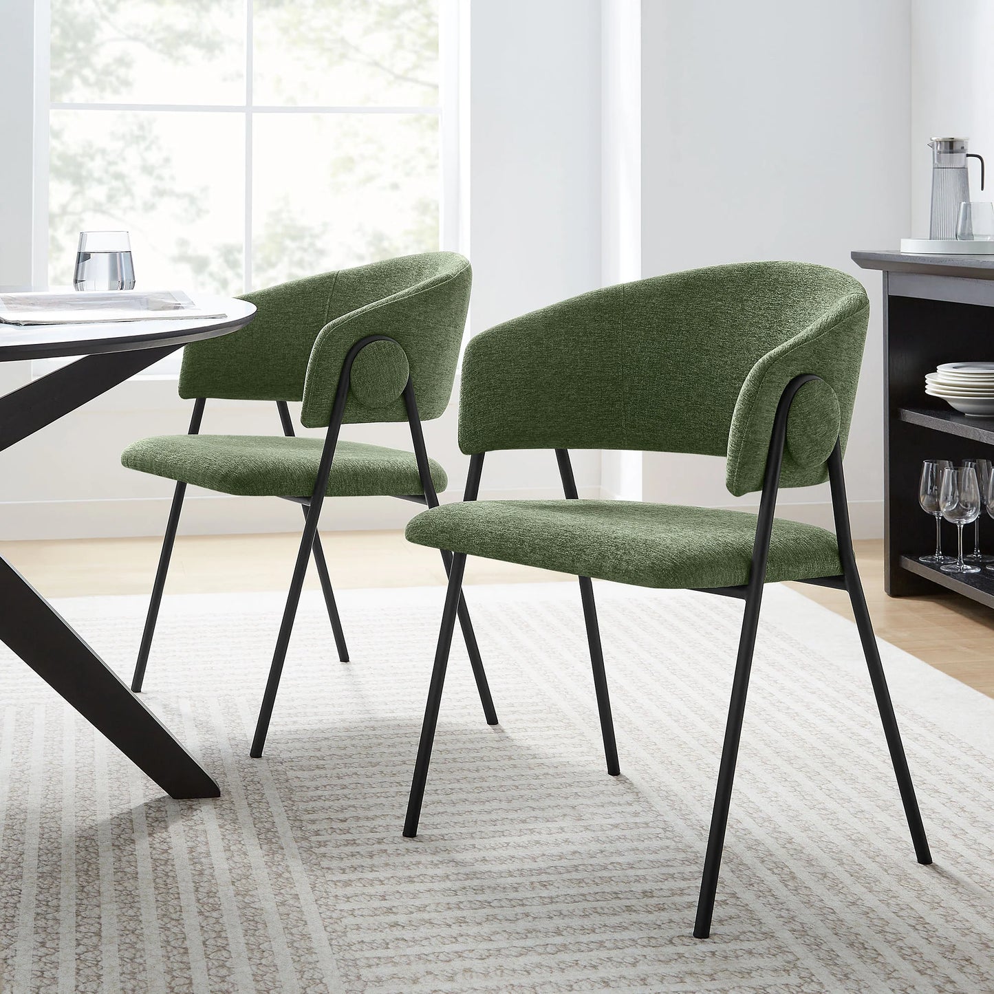 Nella Upholstered Heathered Chenille Dining Chairs (Set of 2) – Comfortable and Stylish Seating for Modern Dining Rooms