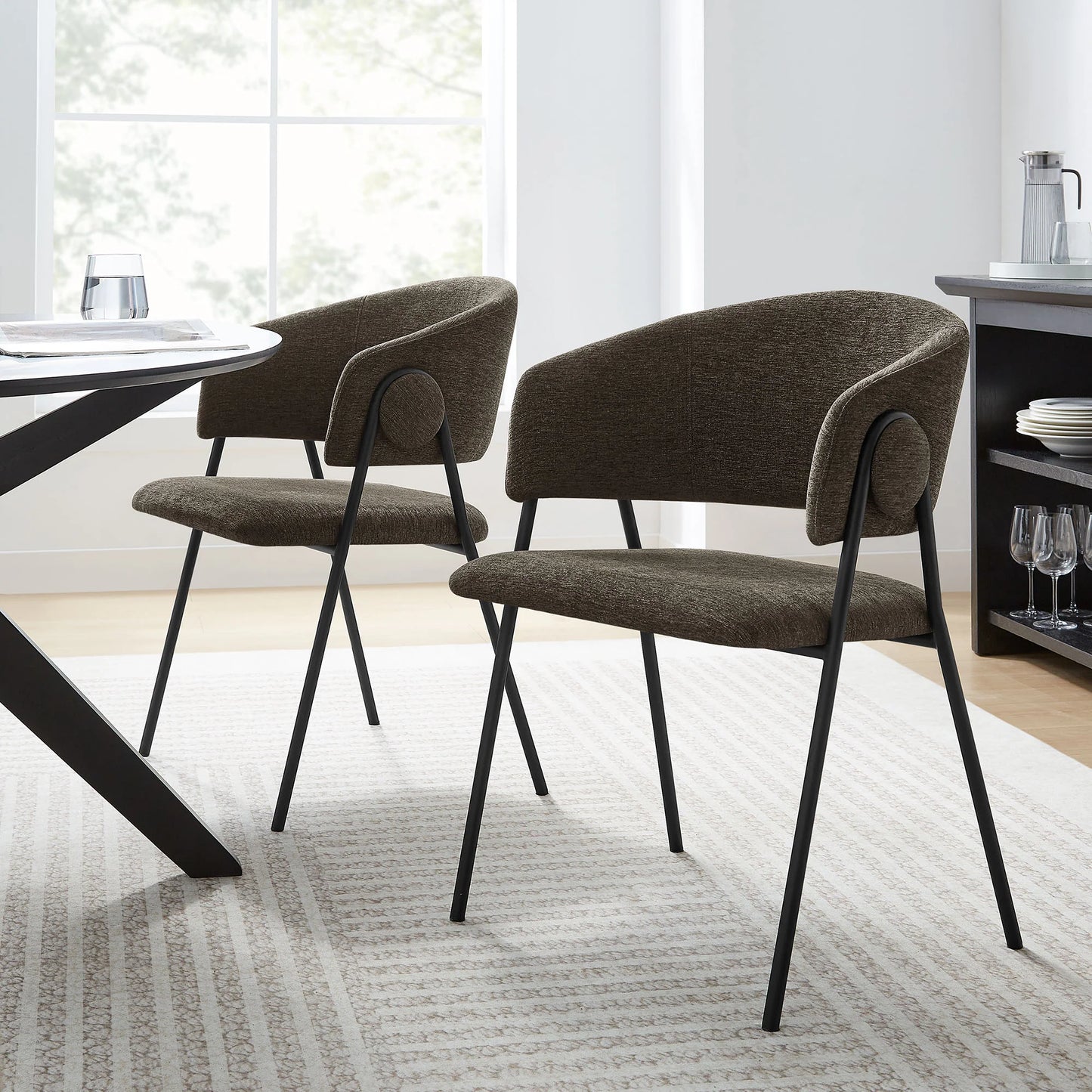 Nella Upholstered Heathered Chenille Dining Chairs (Set of 2) – Comfortable and Stylish Seating for Modern Dining Rooms