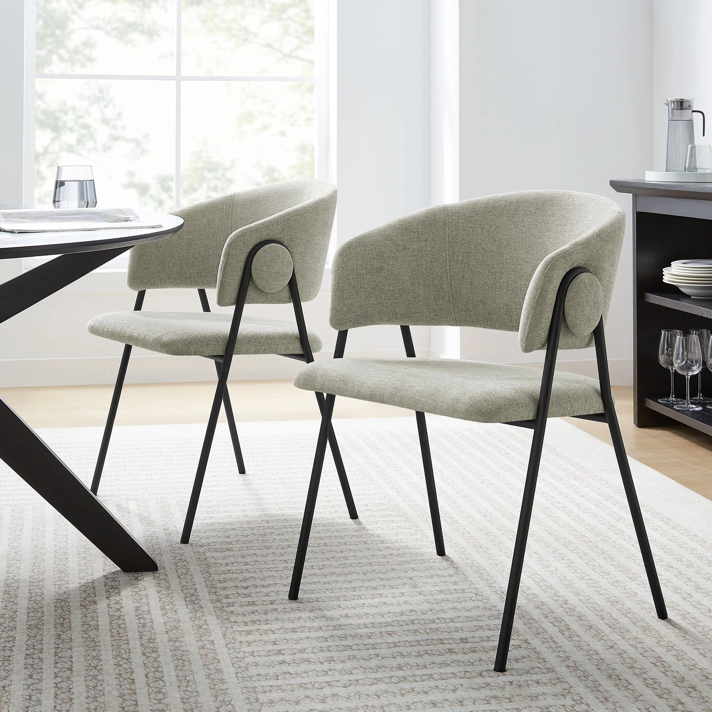 Nella Upholstered Heathered Chenille Dining Chairs (Set of 2) – Comfortable and Stylish Seating for Modern Dining Rooms
