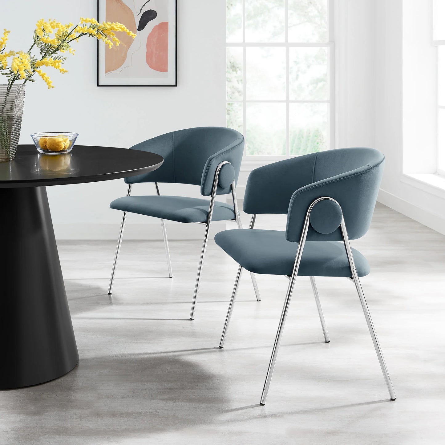 Nella Upholstered Heathered Chenille Dining Chairs (Set of 2) – Comfortable and Stylish Seating for Modern Dining Rooms