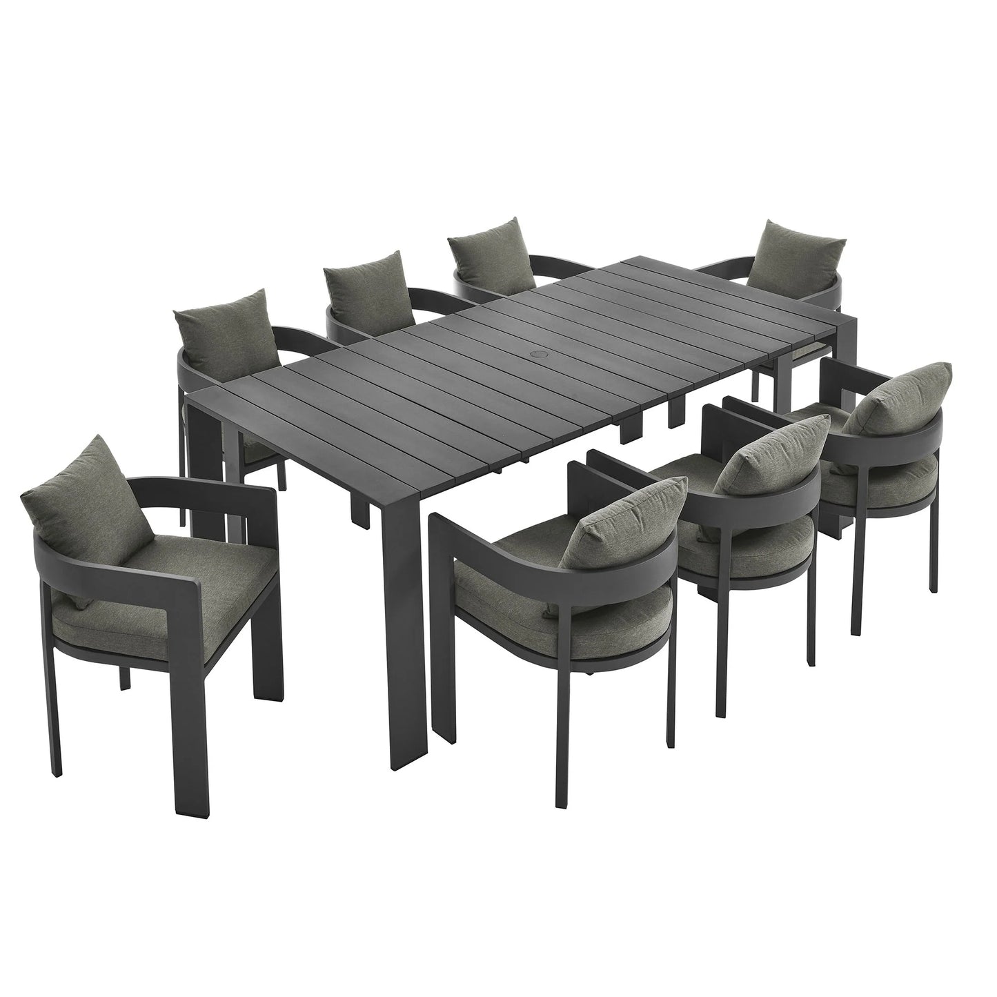 Tahoe 9-Piece Outdoor Patio Dining Set – Modern Aluminum Table and Chairs for Stylish Outdoor Entertaining