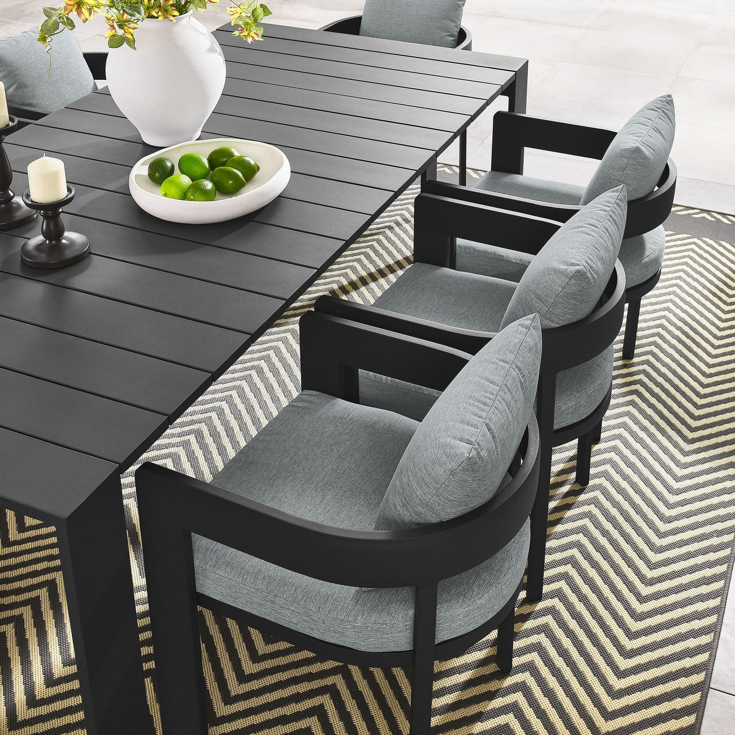 Tahoe 9-Piece Outdoor Patio Dining Set – Modern Aluminum Table and Chairs for Stylish Outdoor Entertaining