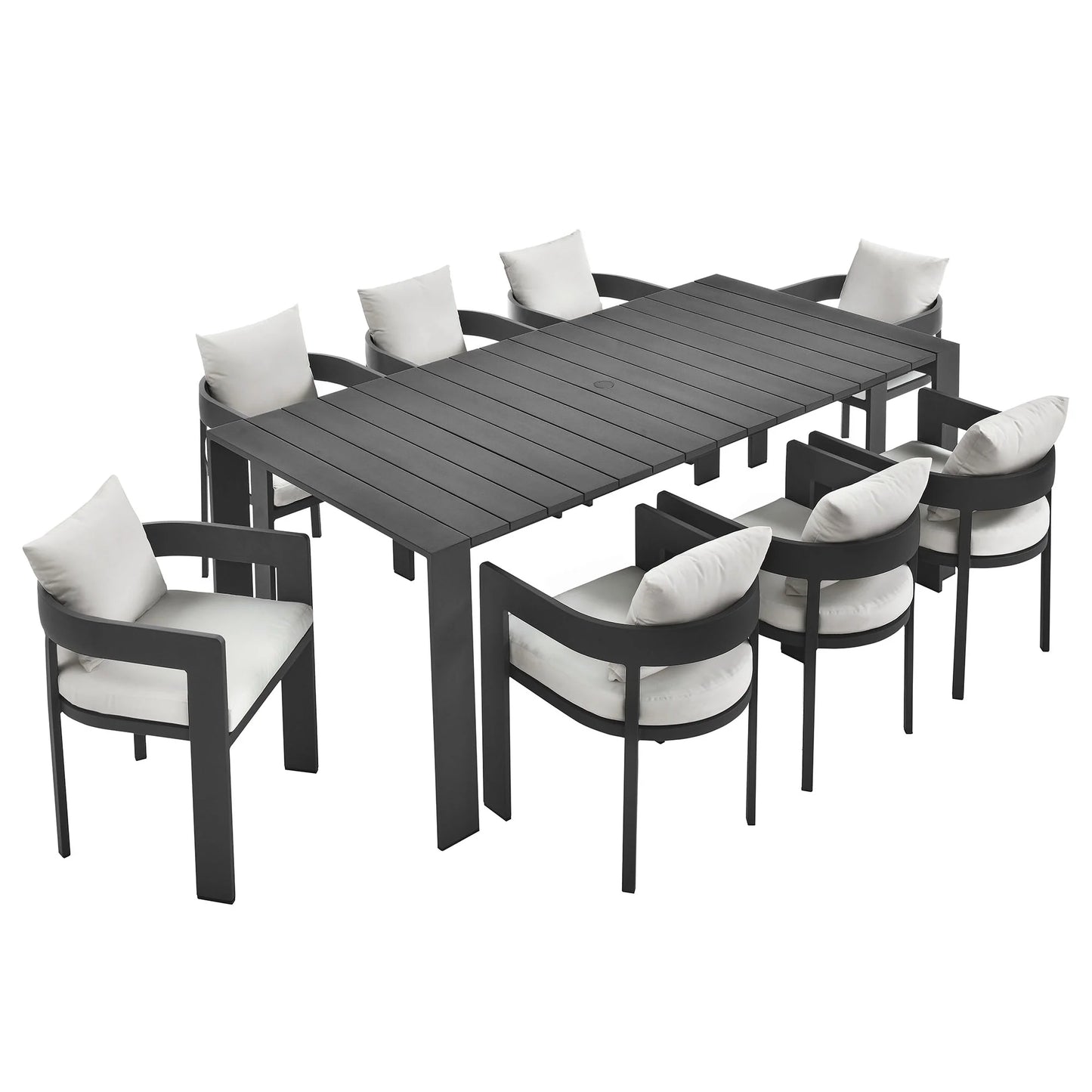 Tahoe 9-Piece Outdoor Patio Dining Set – Modern Aluminum Table and Chairs for Stylish Outdoor Entertaining
