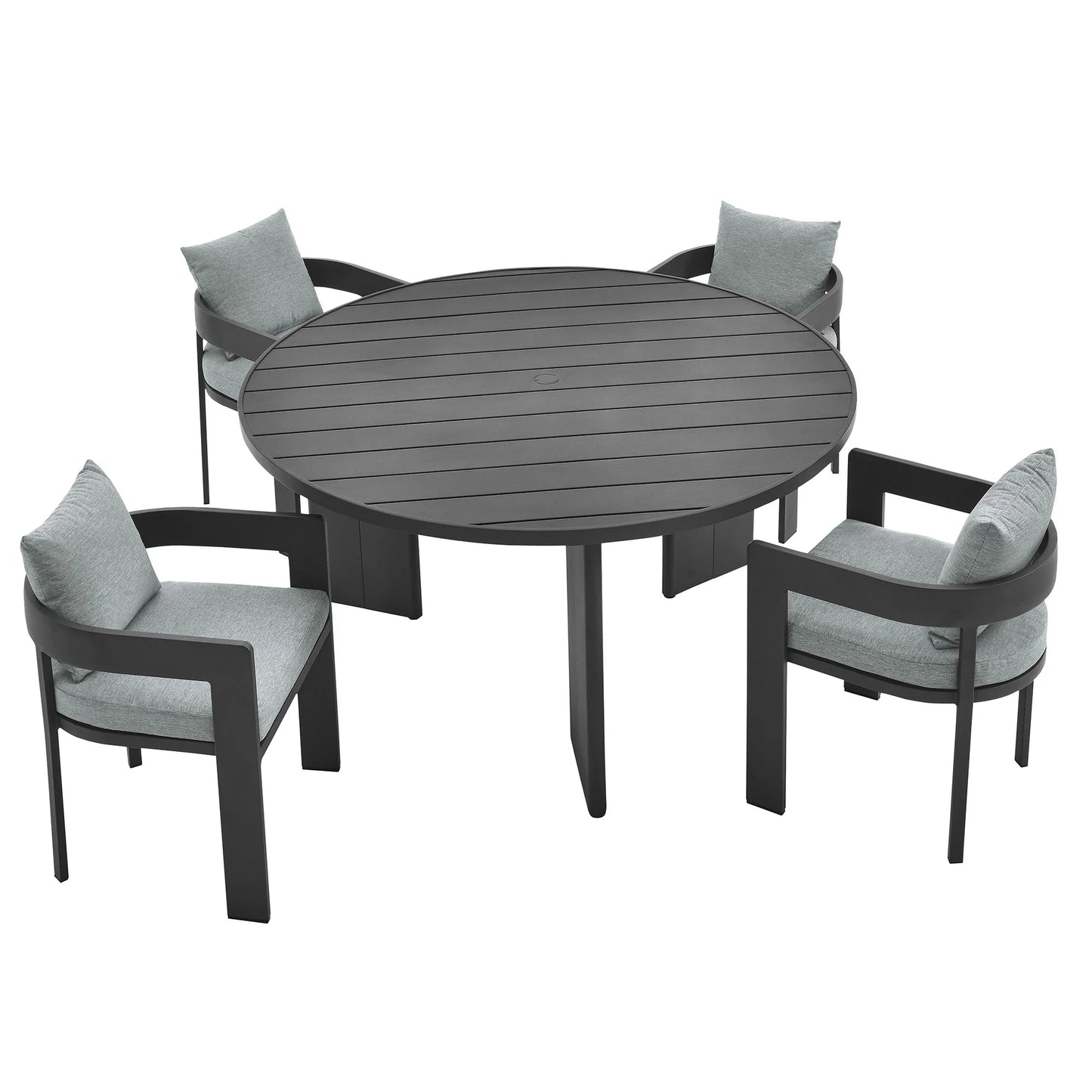 Tahoe 5-Piece Outdoor Patio Dining Set – Sleek Aluminum Table and Chairs for Modern Outdoor Spaces