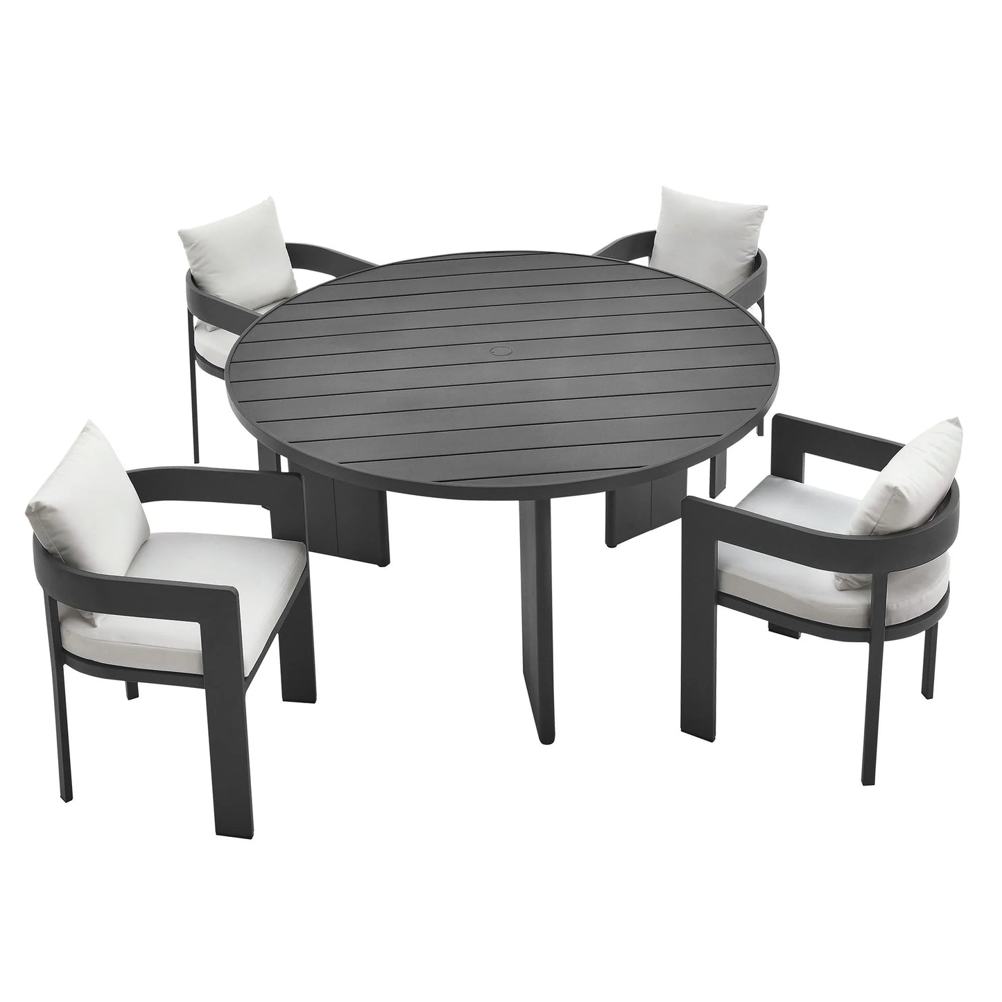 Tahoe 5-Piece Outdoor Patio Dining Set – Sleek Aluminum Table and Chairs for Modern Outdoor Spaces