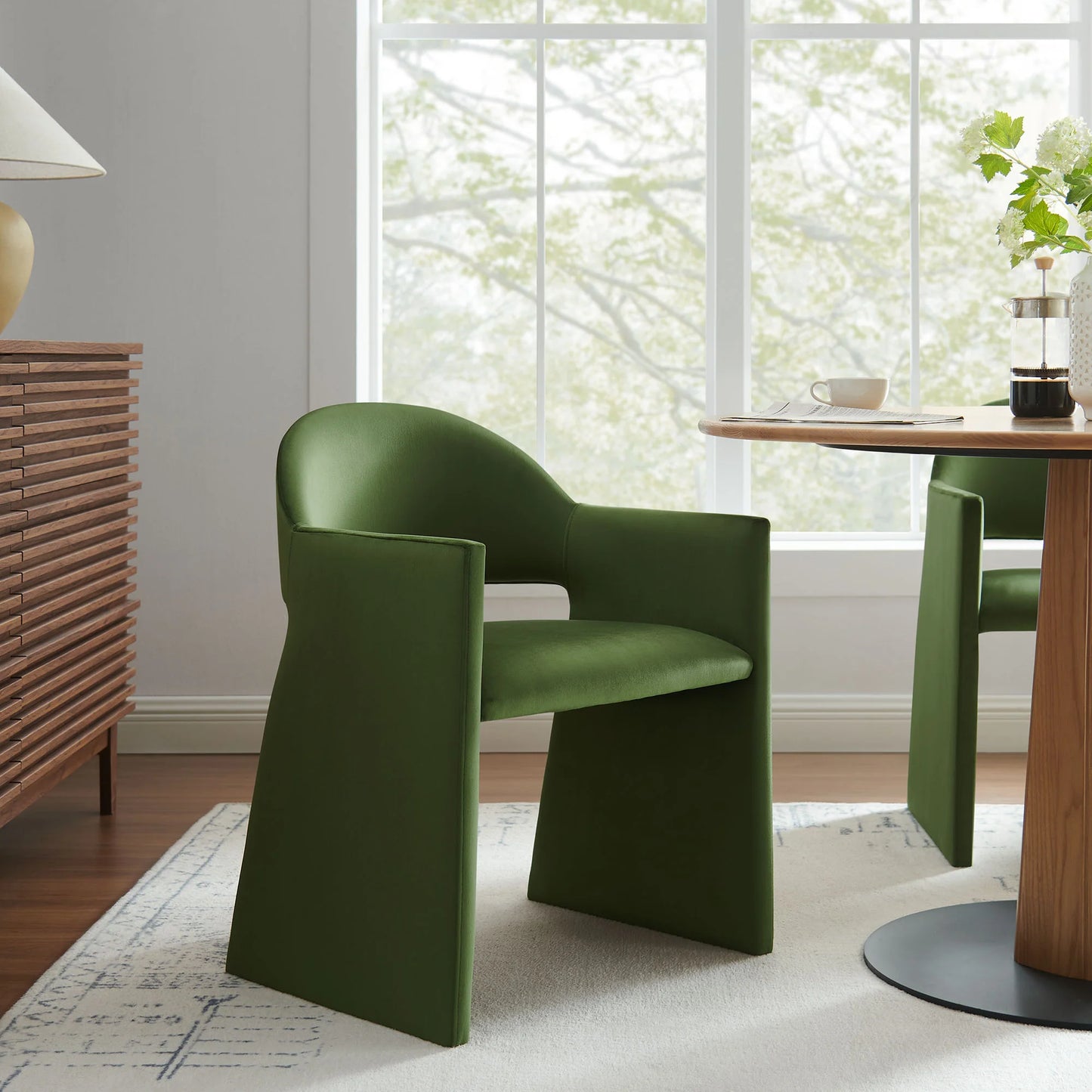 Talia Performance Velvet Dining Armchair – Elegant and Durable Upholstered Chair for Modern Dining Spaces