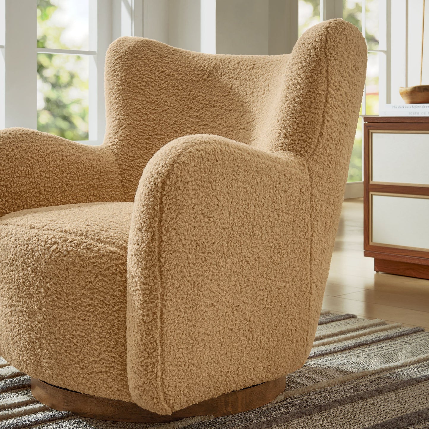 Montrose Wingback Sherpa Swivel Accent Chair – Cozy and Stylish Rotating Chair for Modern Living Spaces