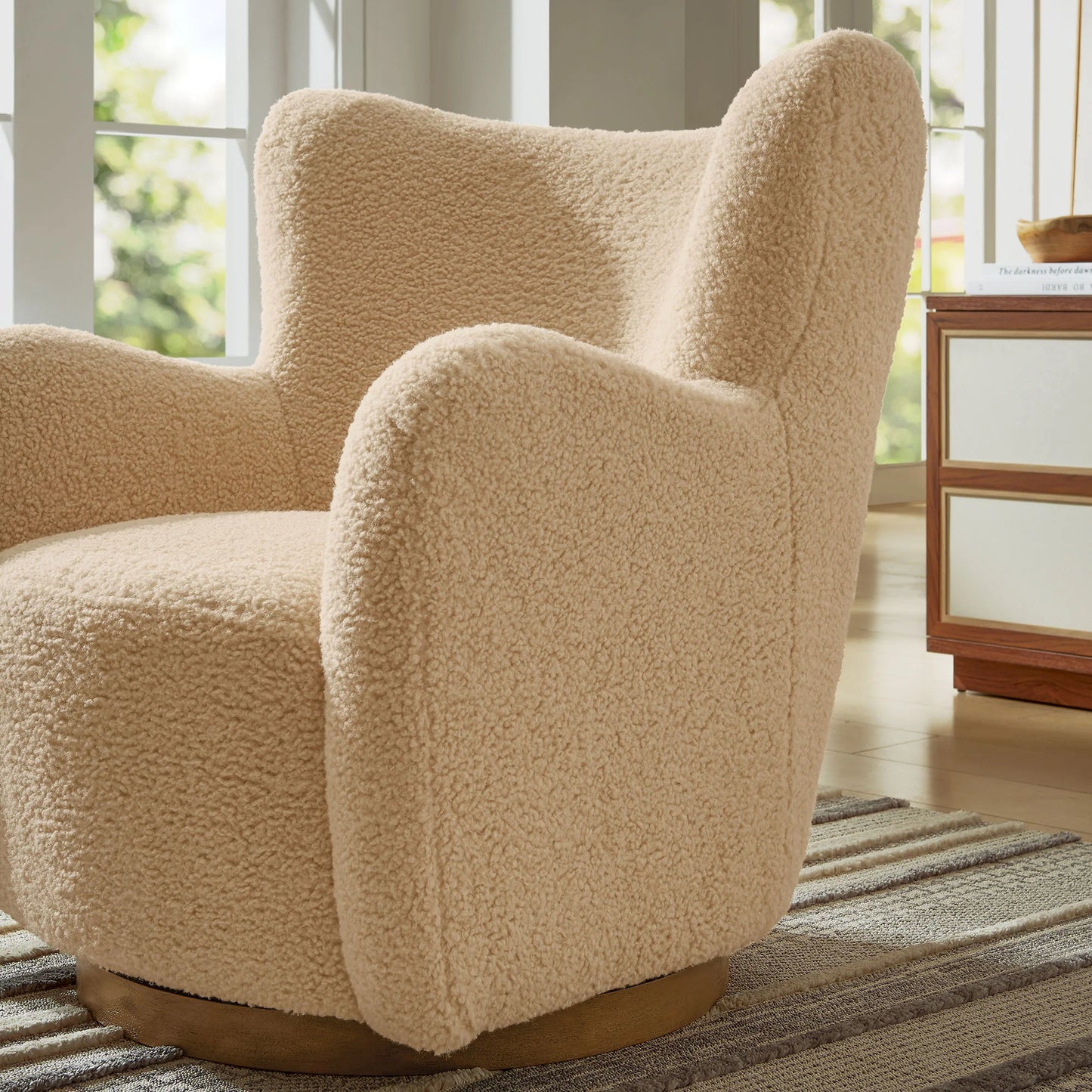 Montrose Wingback Sherpa Swivel Accent Chair – Cozy and Stylish Rotating Chair for Modern Living Spaces