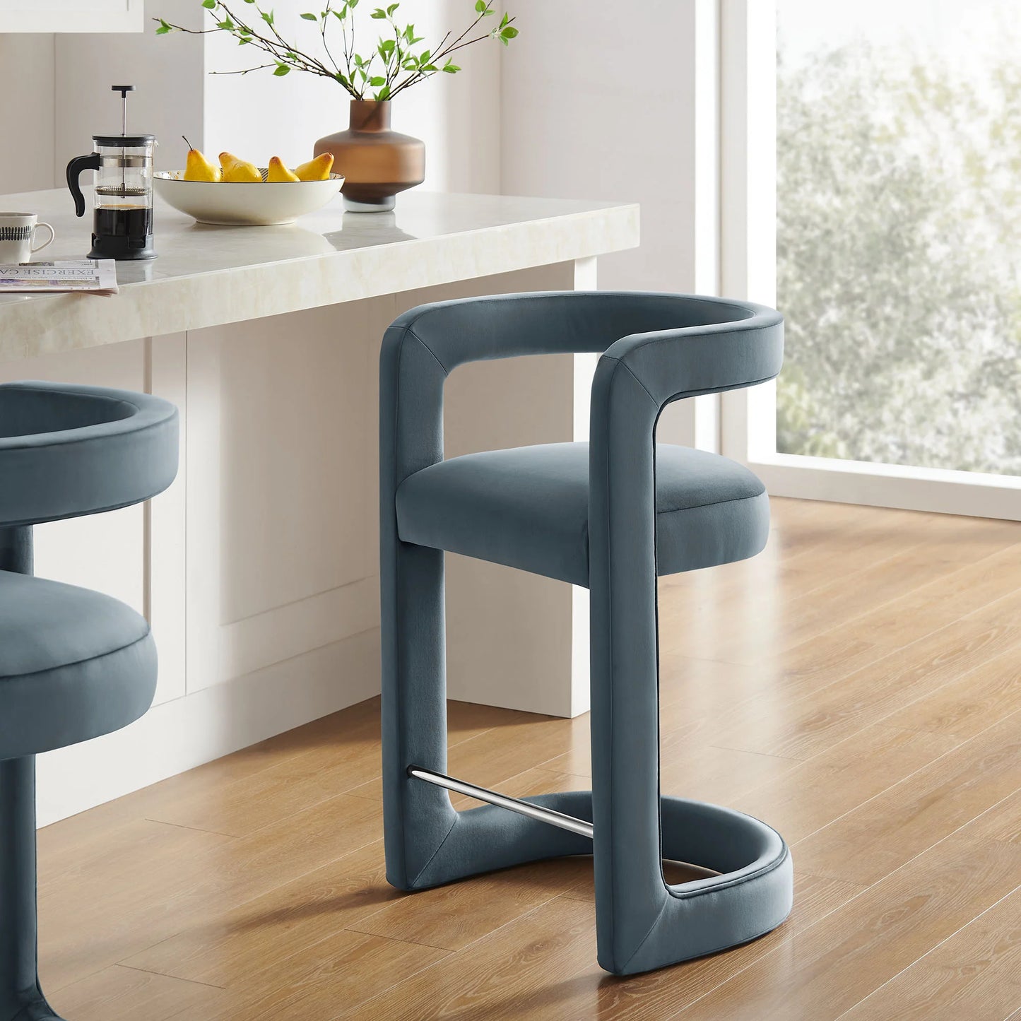 Winslow Performance Velvet Counter Stool – Elegant and Durable Bar Stool for Modern Kitchens