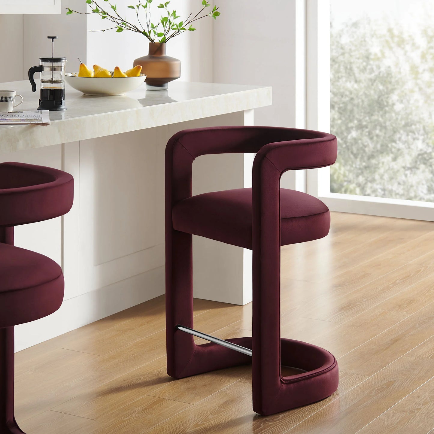 Winslow Performance Velvet Counter Stool – Elegant and Durable Bar Stool for Modern Kitchens