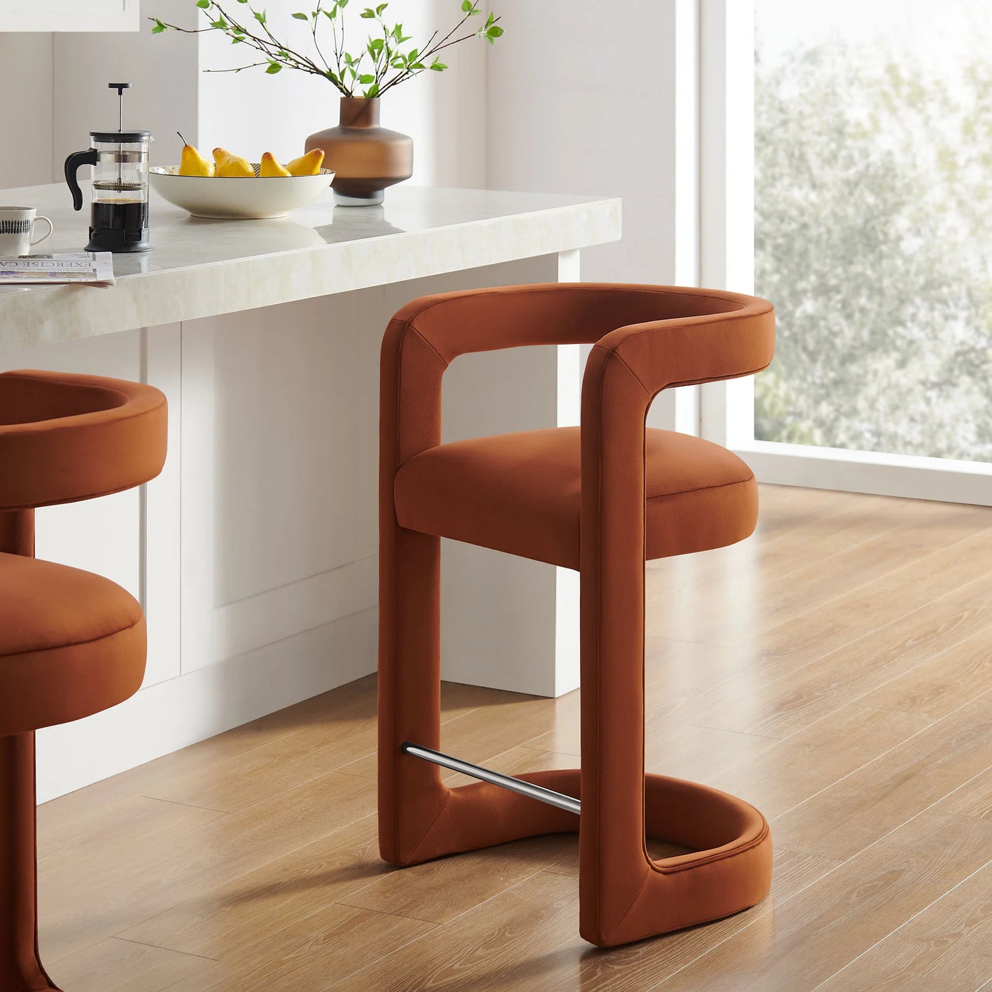 Winslow Performance Velvet Counter Stool – Elegant and Durable Bar Stool for Modern Kitchens