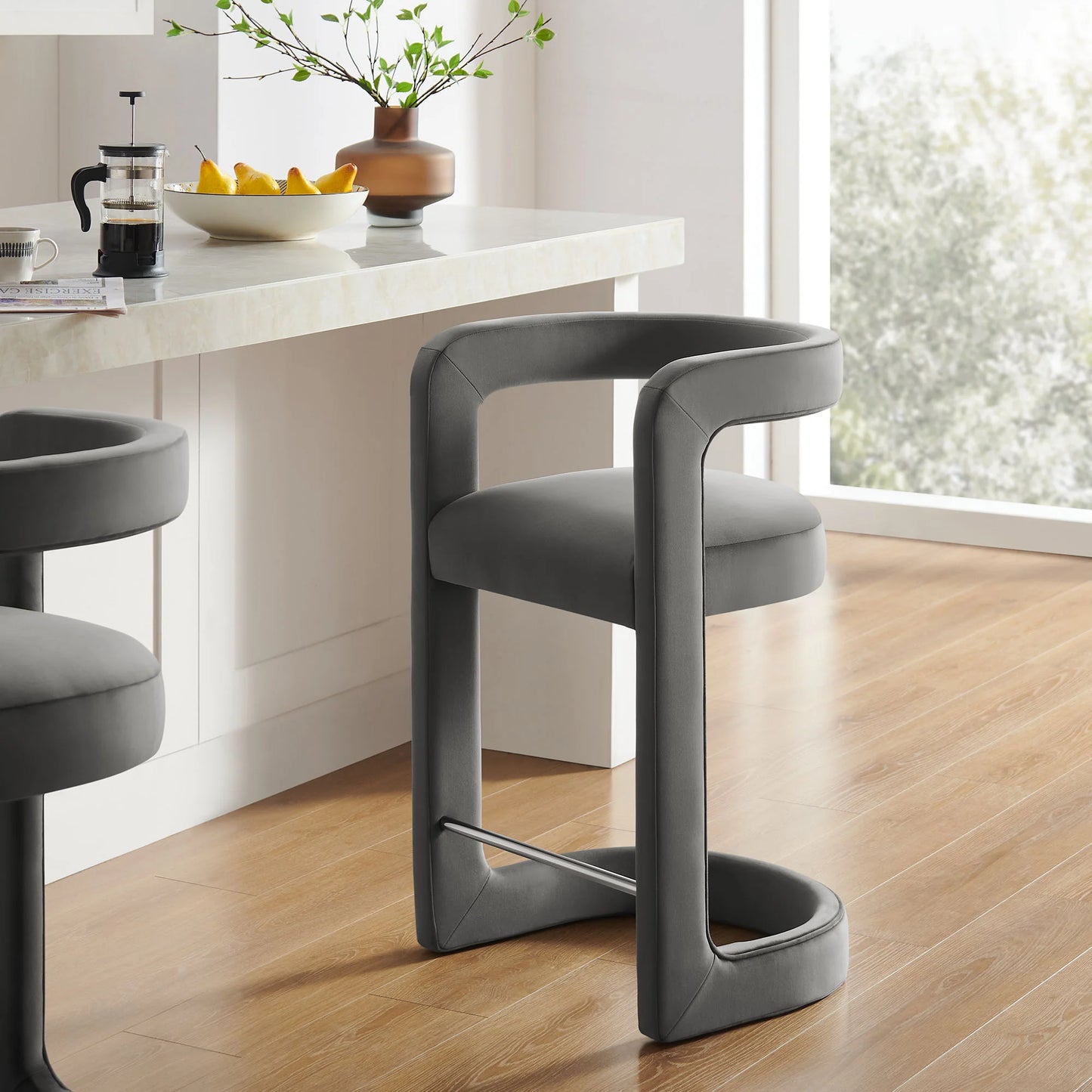 Winslow Performance Velvet Counter Stool – Elegant and Durable Bar Stool for Modern Kitchens