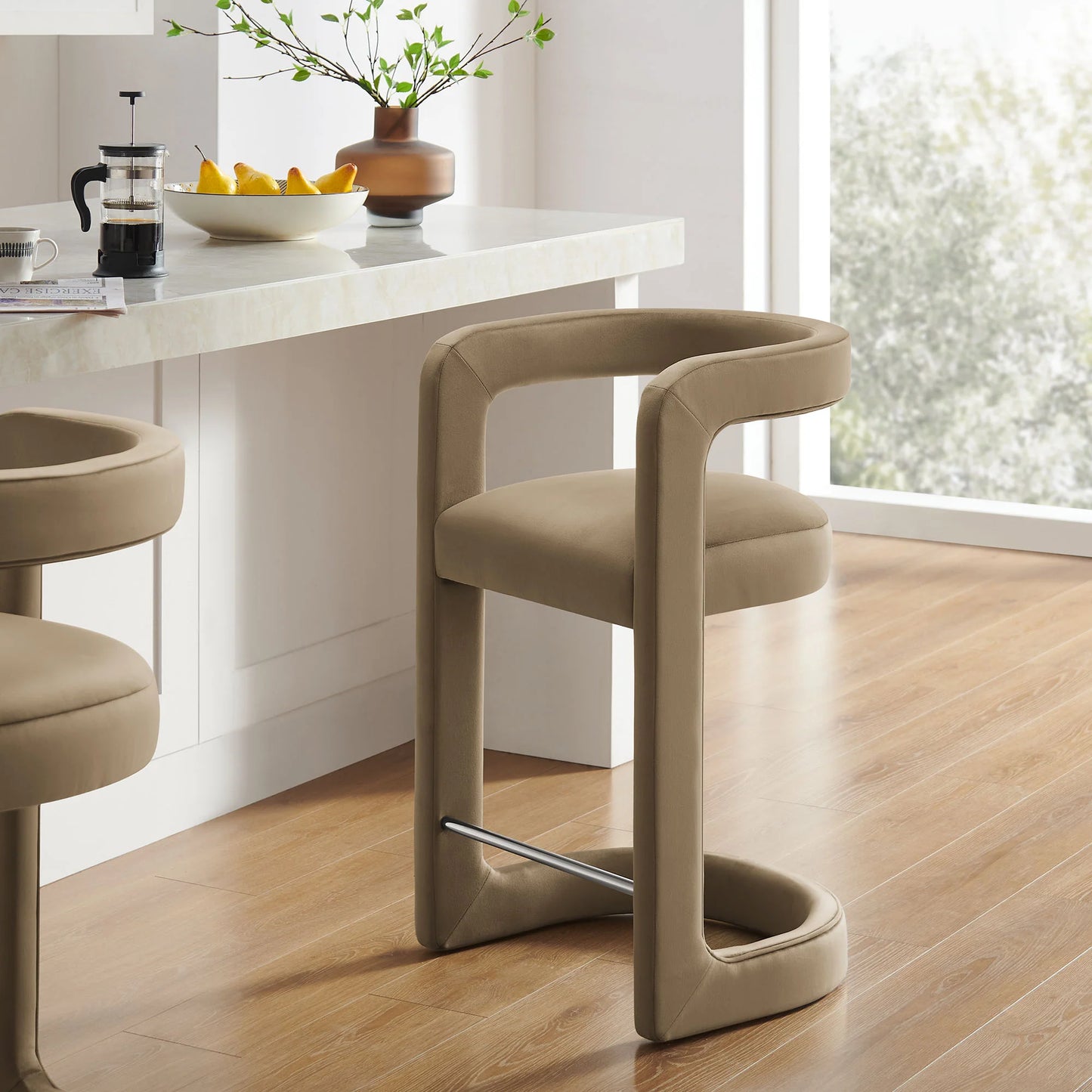 Winslow Performance Velvet Counter Stool – Elegant and Durable Bar Stool for Modern Kitchens