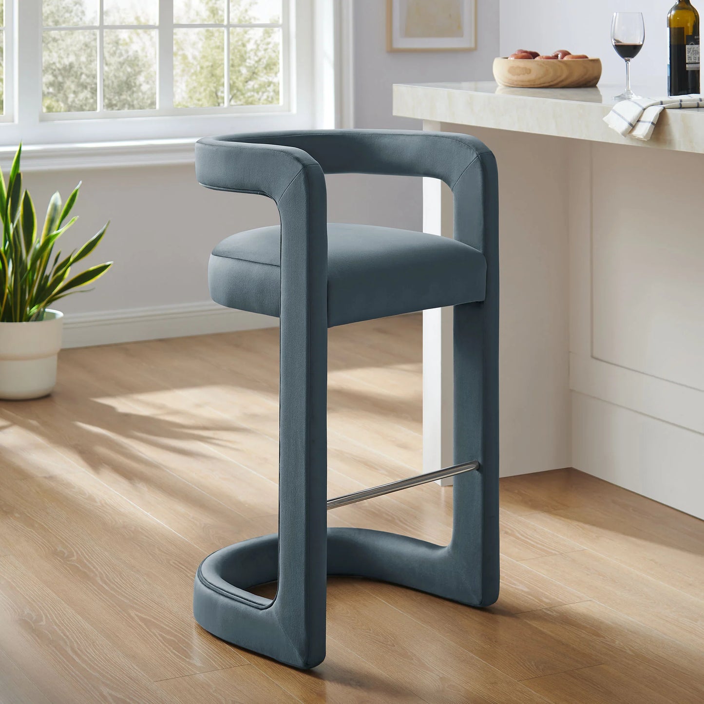 Winslow Performance Velvet Bar Stool – Stylish and Durable Velvet Stool for Contemporary Bars and Kitchens