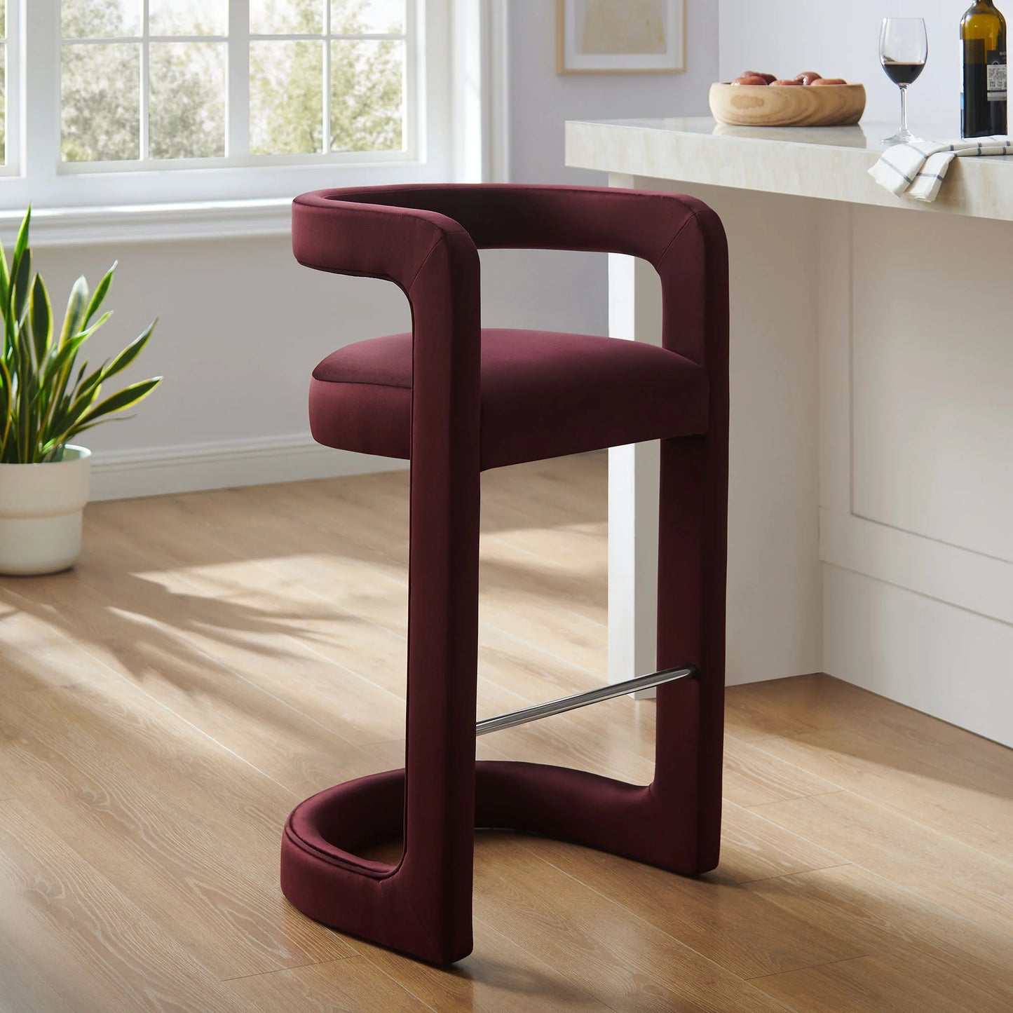 Winslow Performance Velvet Bar Stool – Stylish and Durable Velvet Stool for Contemporary Bars and Kitchens