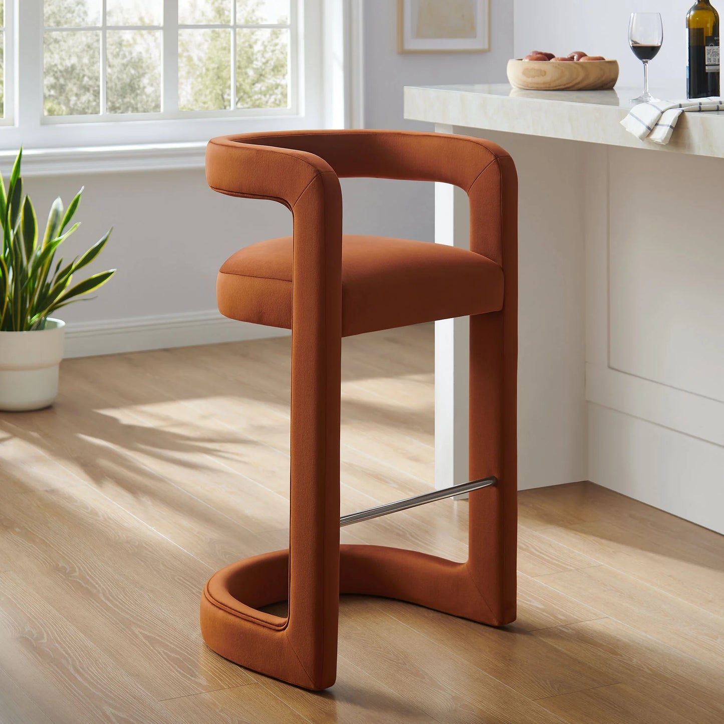 Winslow Performance Velvet Bar Stool – Stylish and Durable Velvet Stool for Contemporary Bars and Kitchens
