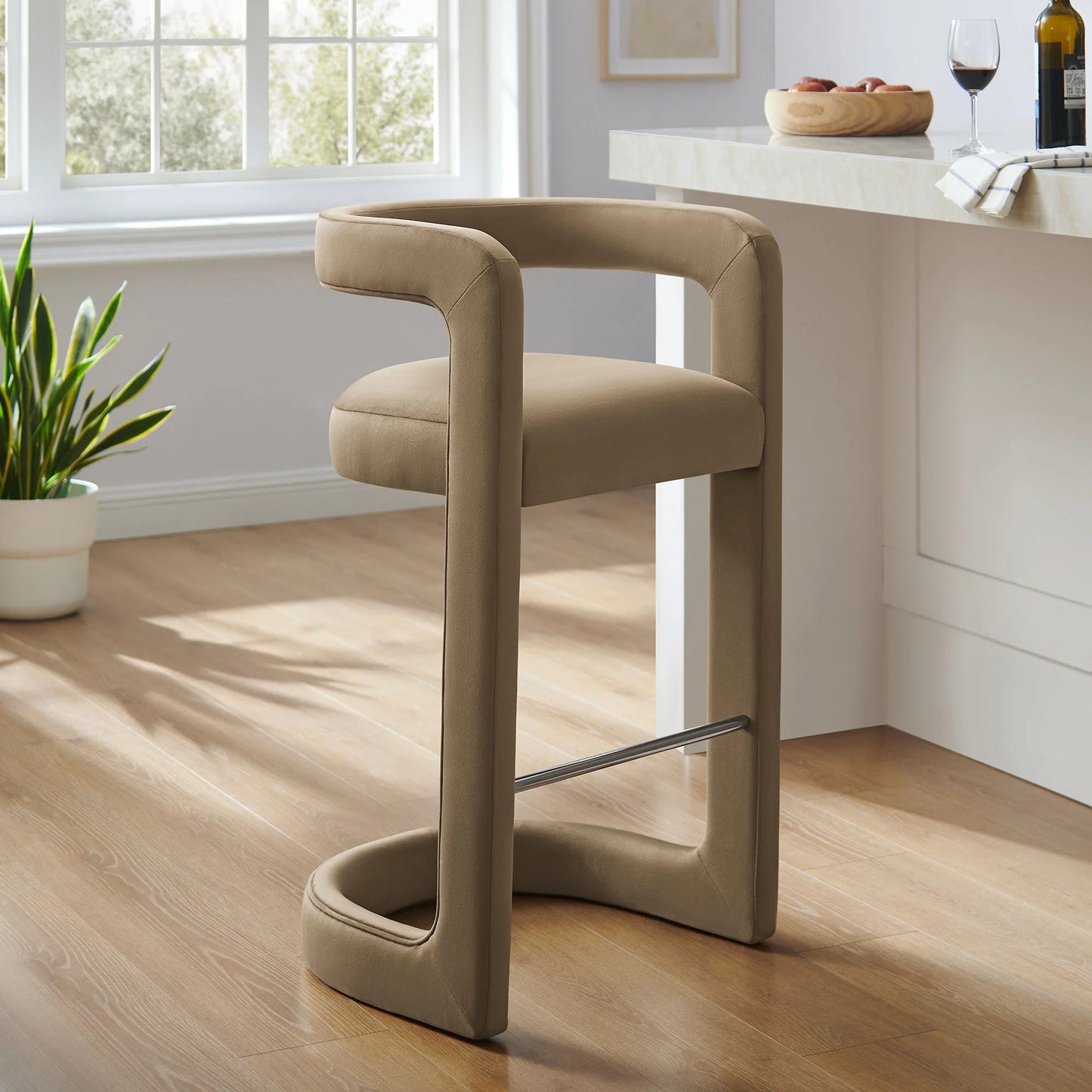 Winslow Performance Velvet Bar Stool – Stylish and Durable Velvet Stool for Contemporary Bars and Kitchens
