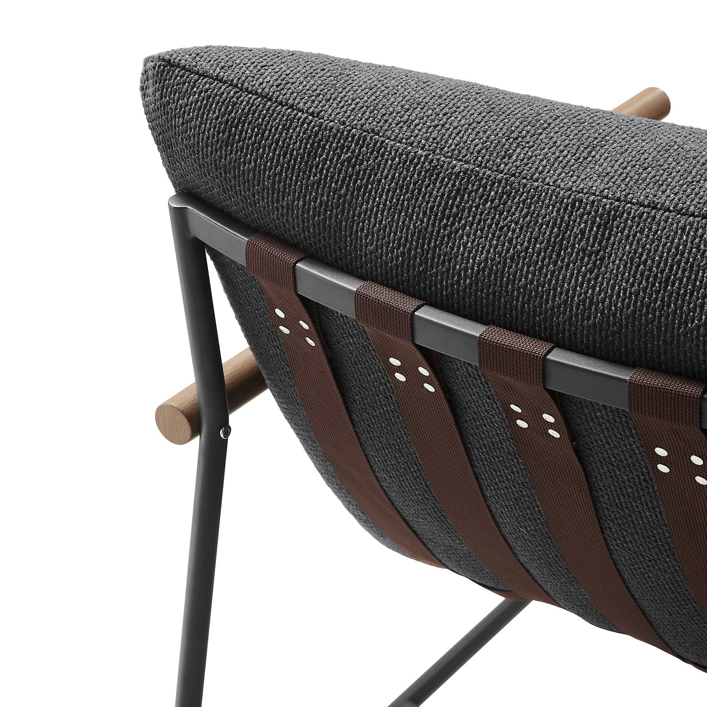 Raya Outdoor Patio Boucle Lounge Chair and Ottoman – Charcoal Upholstered Lounge Set for Stylish Outdoor Spaces