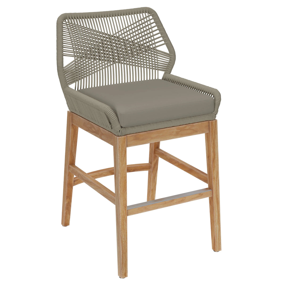 Wellspring Outdoor Patio Teak and Rope Counter Stool