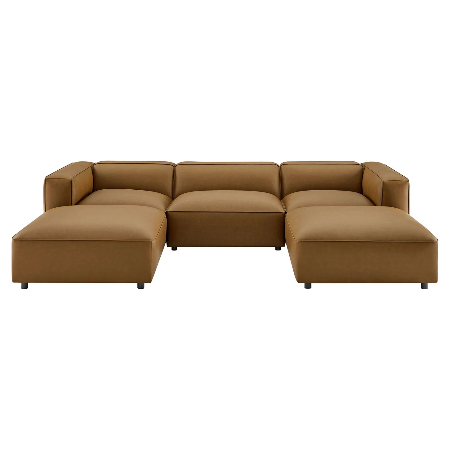 Auren 5-Piece Modular U-Shaped Sofa – Vegan Leather Upholstered Sectional for Modern Living Rooms