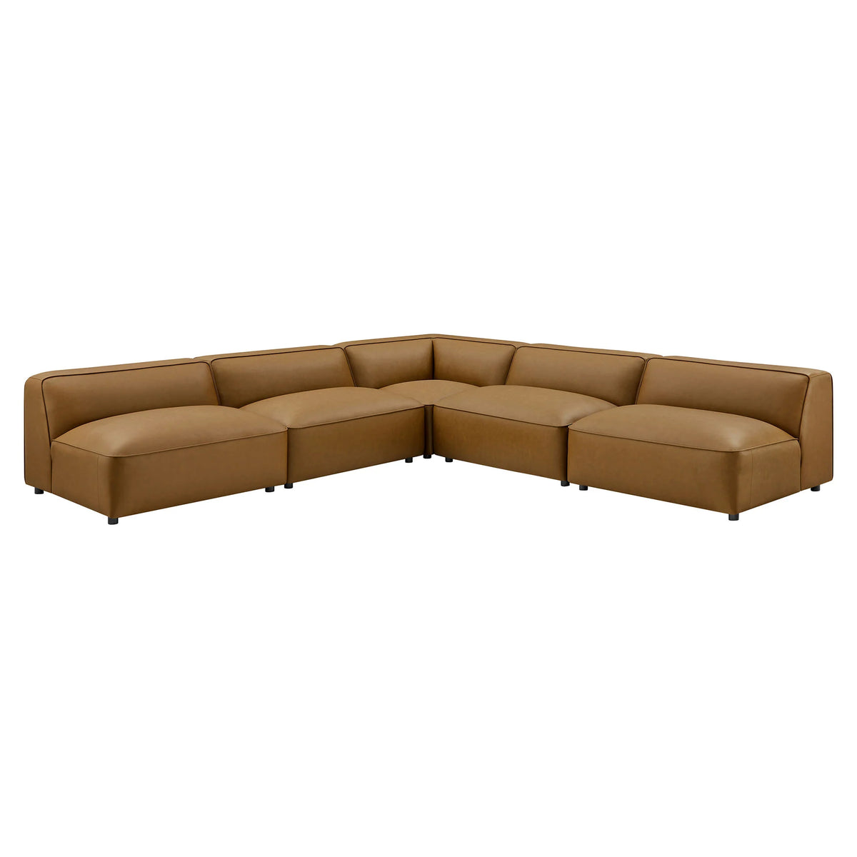 Auren 5-Piece Armless Vegan Leather L-Shaped Modular Sofa