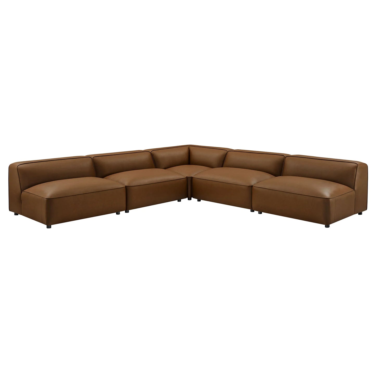 Auren 5-Piece Armless Vegan Leather L-Shaped Modular Sofa