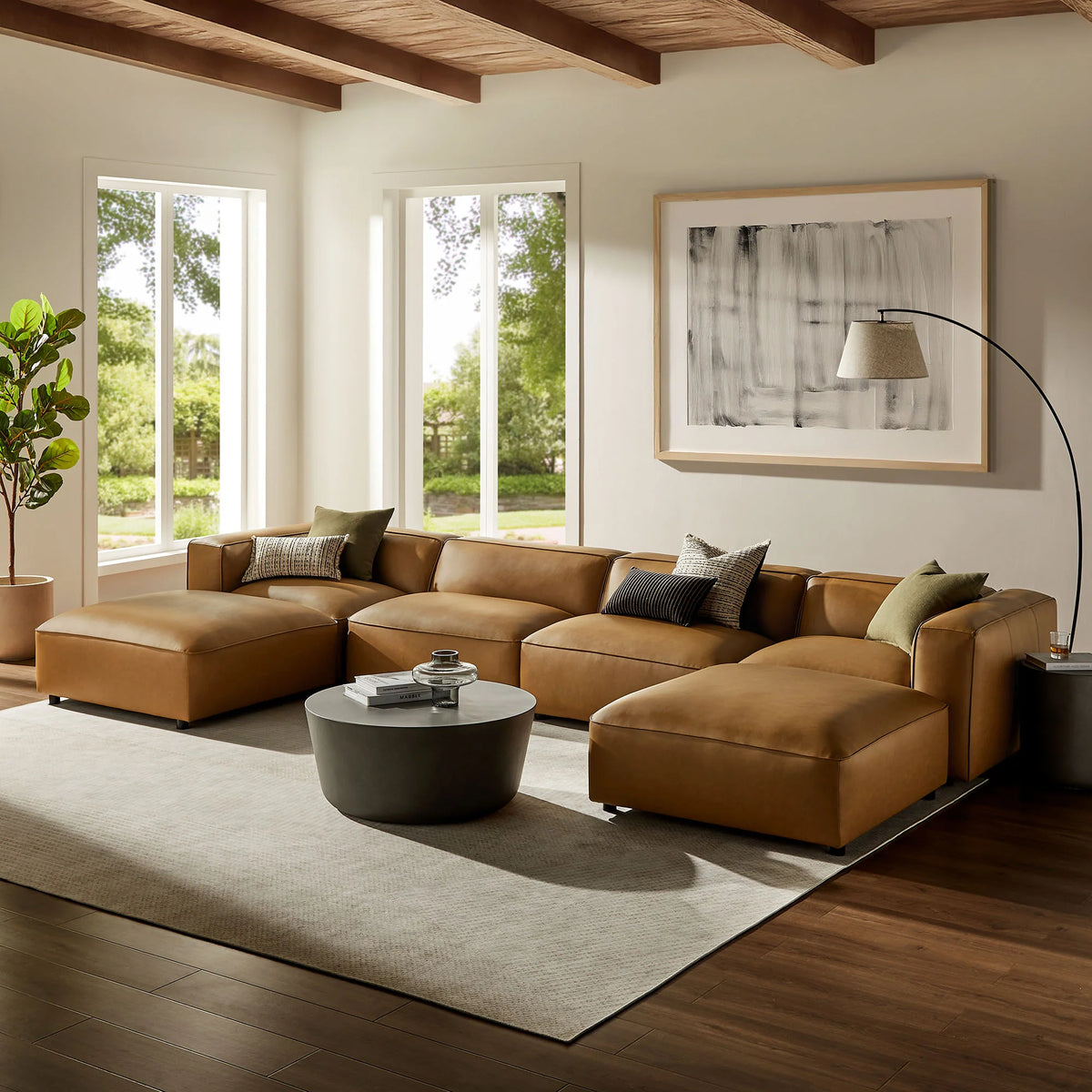 Auren Vegan Leather Sectional Modular Sofa (6-Piece)