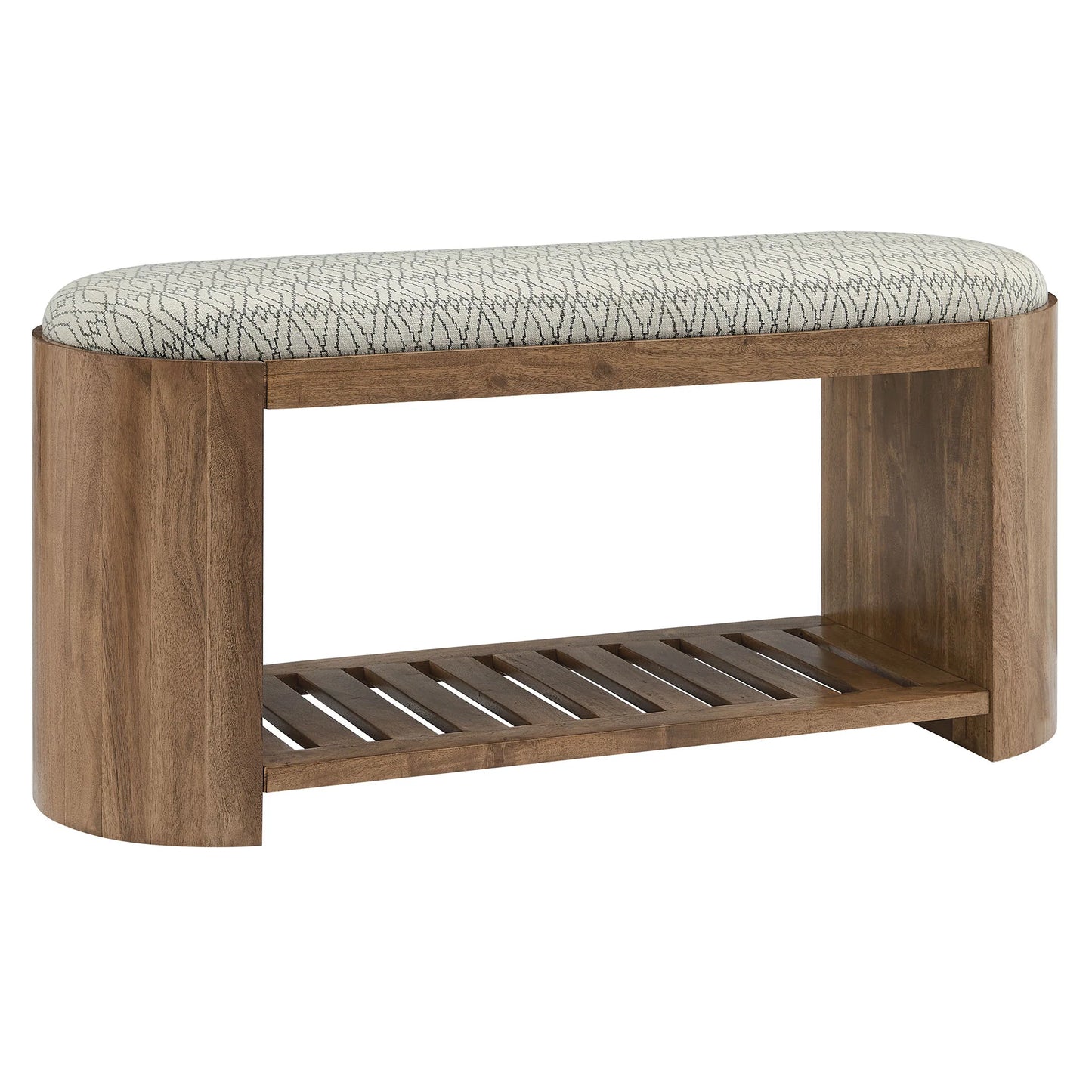 Ashby 45" Geometric Upholstered Bench Natural Geometric – Modern Accent Seating for Entryways, Bedrooms, or Living Rooms