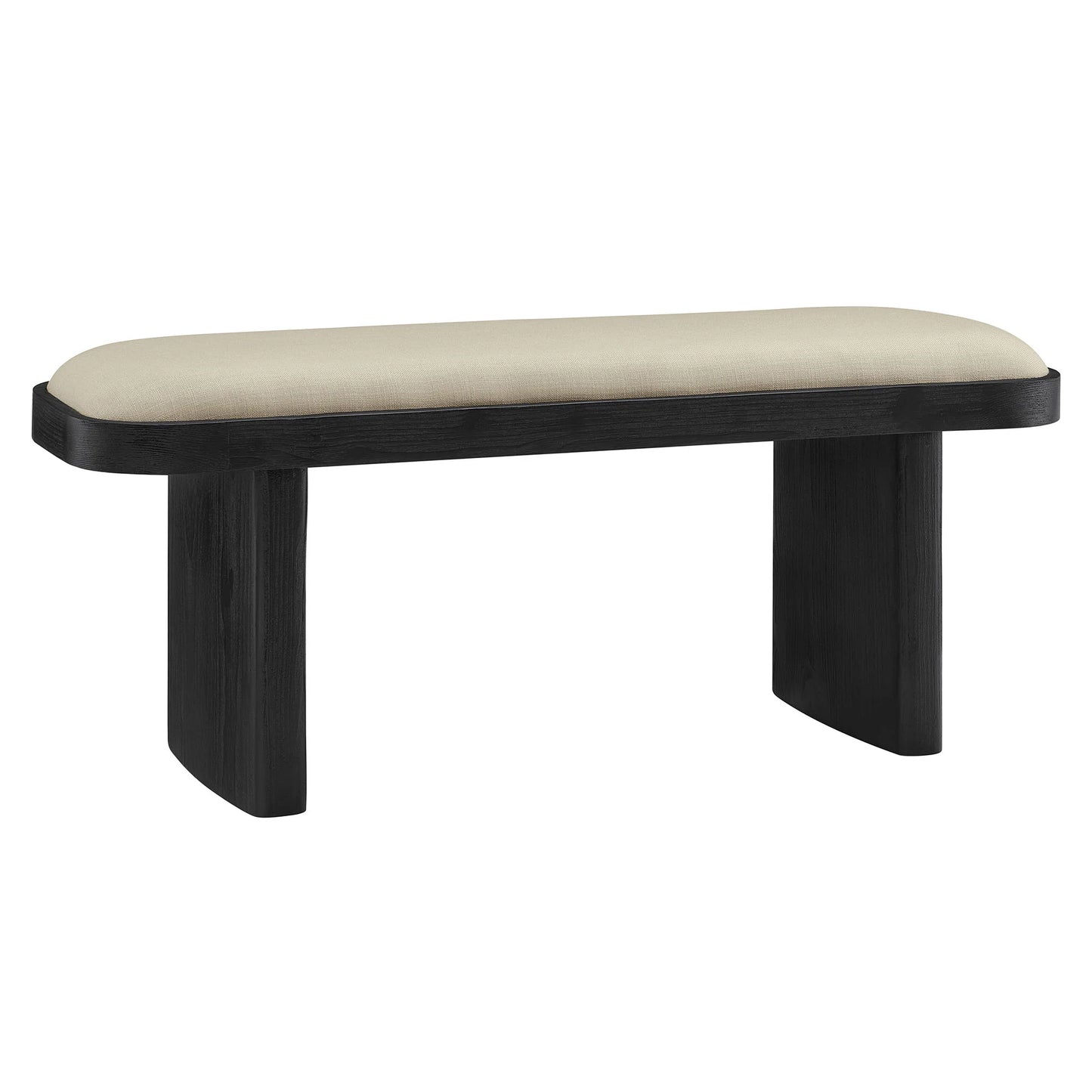 Iver 43" Upholstered Wood Accent Bench in Black Flax β Sleek and Versatile Seating for Entryways, Bedrooms, or Living Rooms