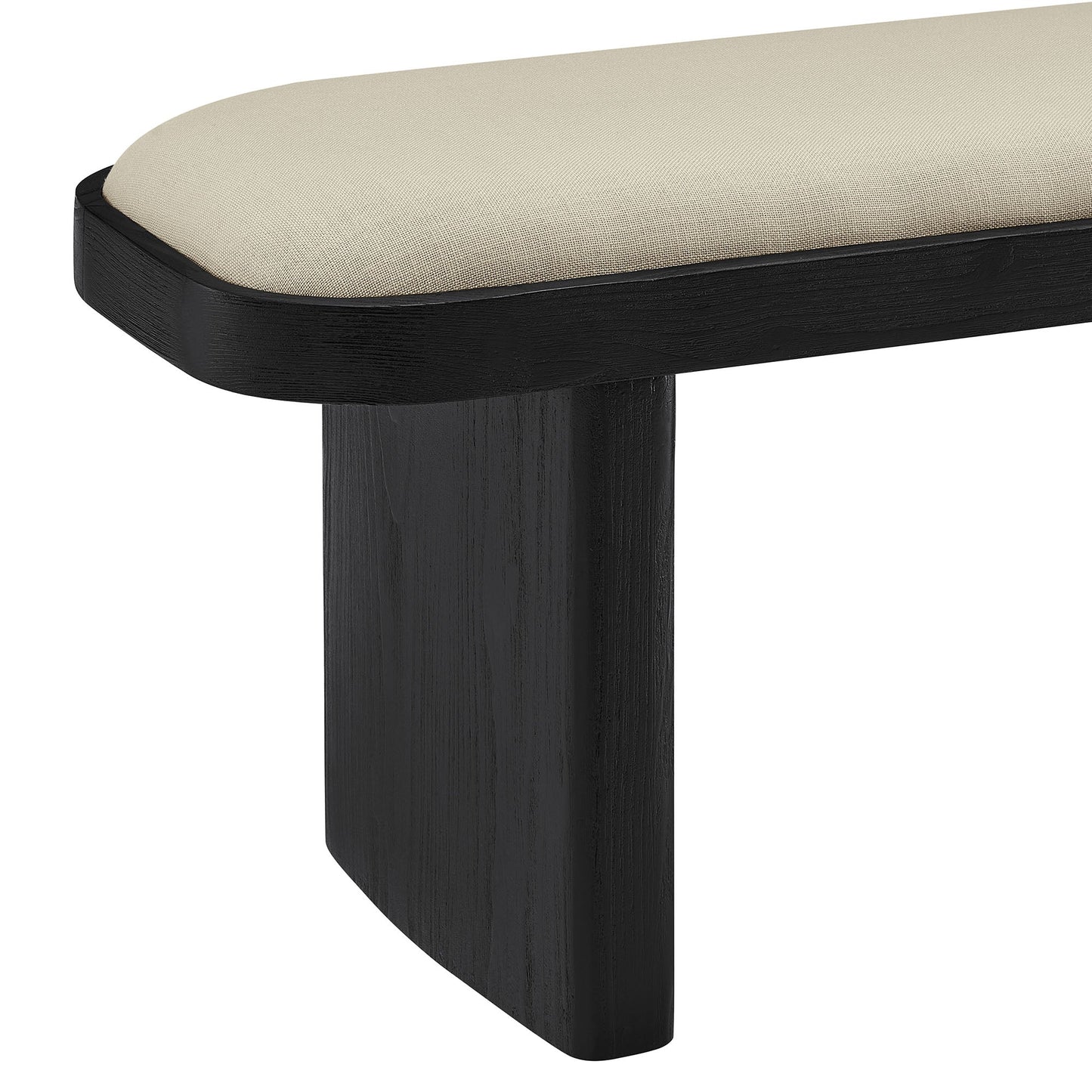 Iver 43" Upholstered Wood Accent Bench in Black Flax – Sleek and Versatile Seating for Entryways, Bedrooms, or Living Rooms