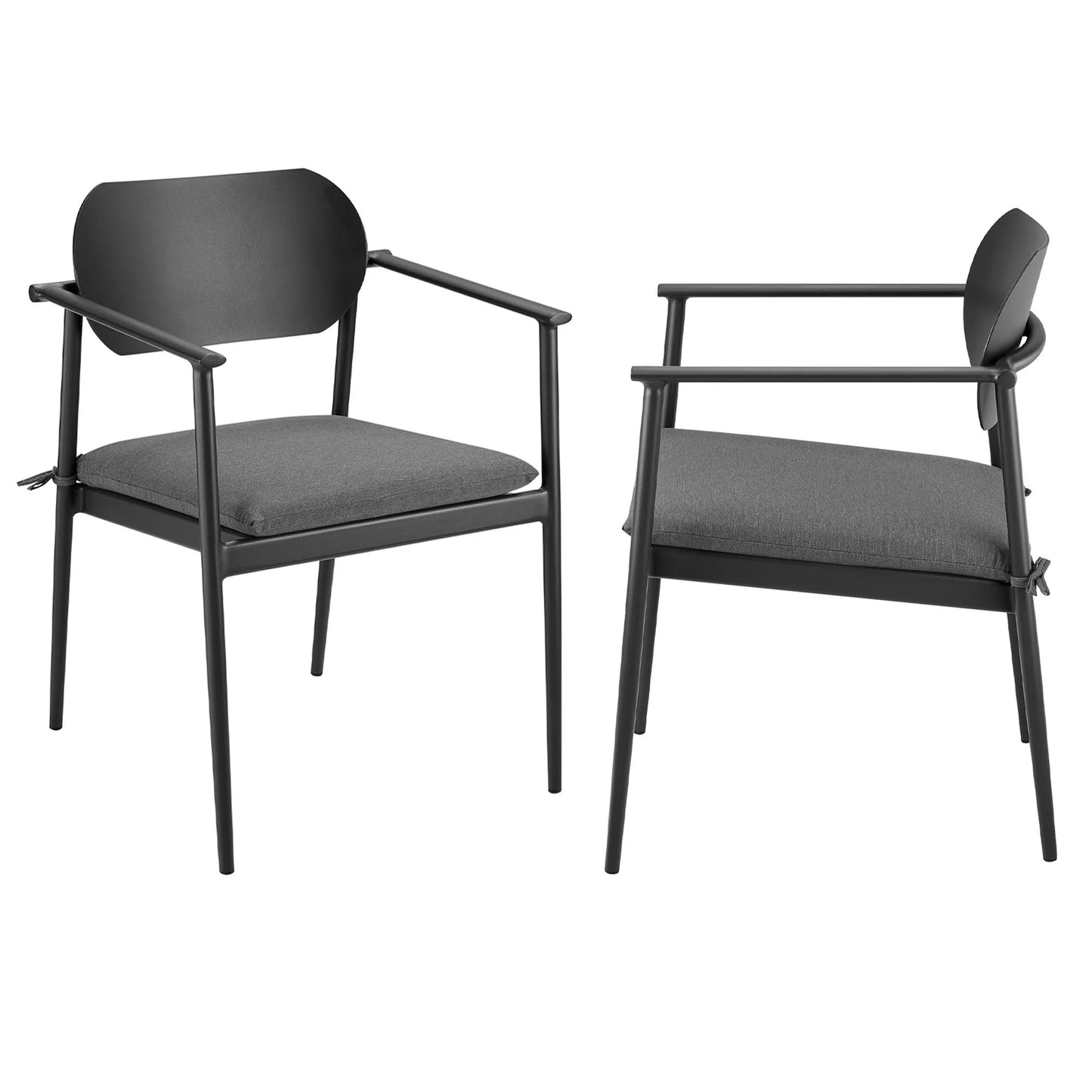 Aeris Stackable Aluminum Patio Dining Armchairs – Set of 2 Modern Outdoor Chairs for Easy Storage and Style