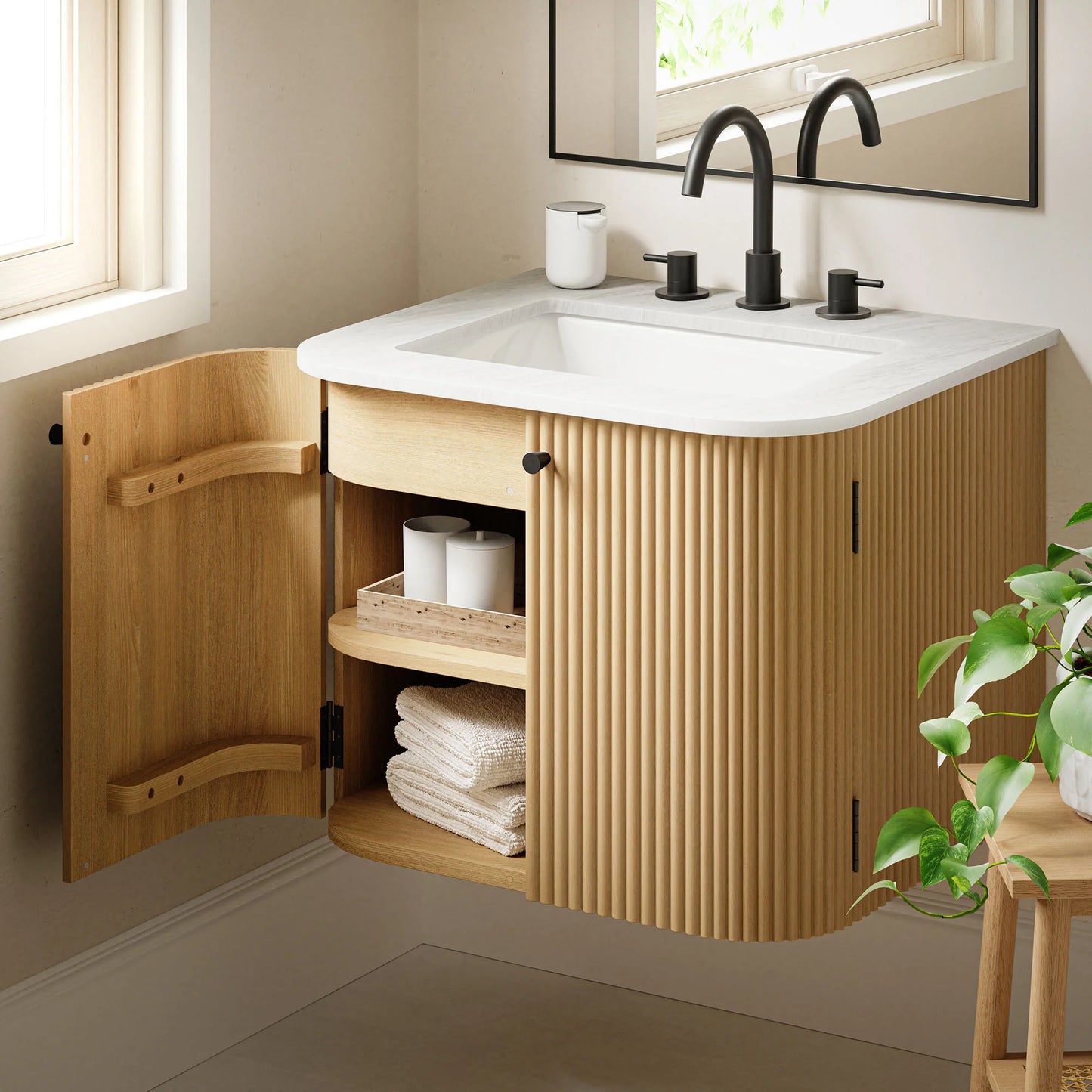 Zia 24" Wall-Mount Bathroom Vanity – Compact Modern Design with Marble Sink