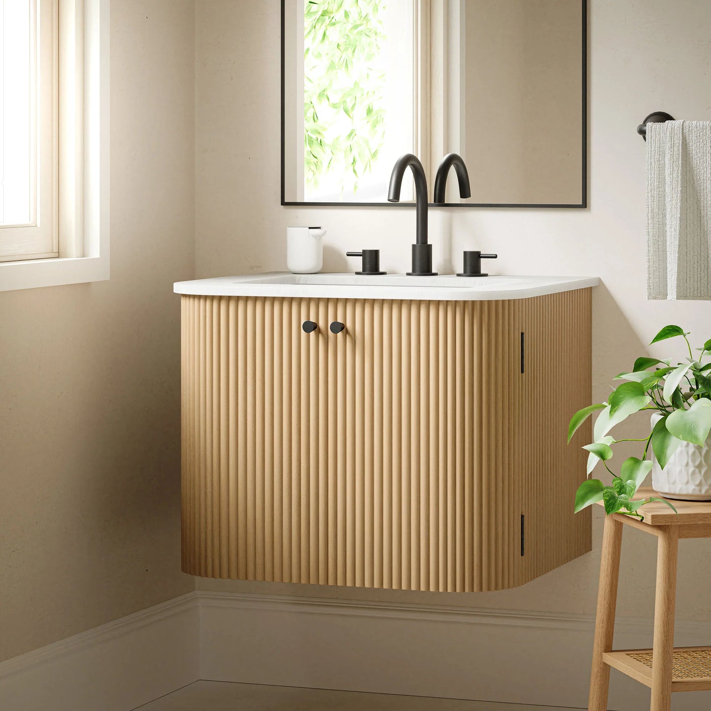 Zia 24" Wall-Mount Bathroom Vanity β Compact Modern Design with Marble Sink