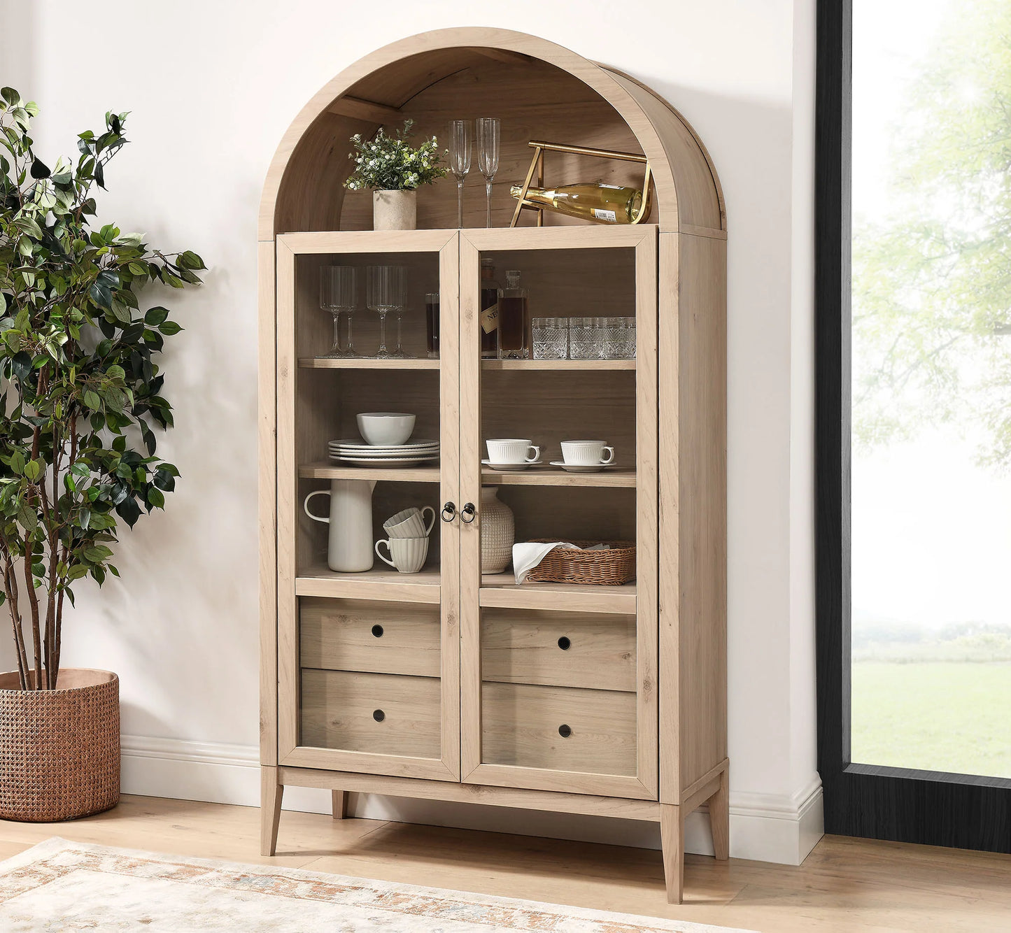 Nolan 74" Tall Arched Storage Display Cabinet – Elegant and Spacious Storage Solution for Modern Homes