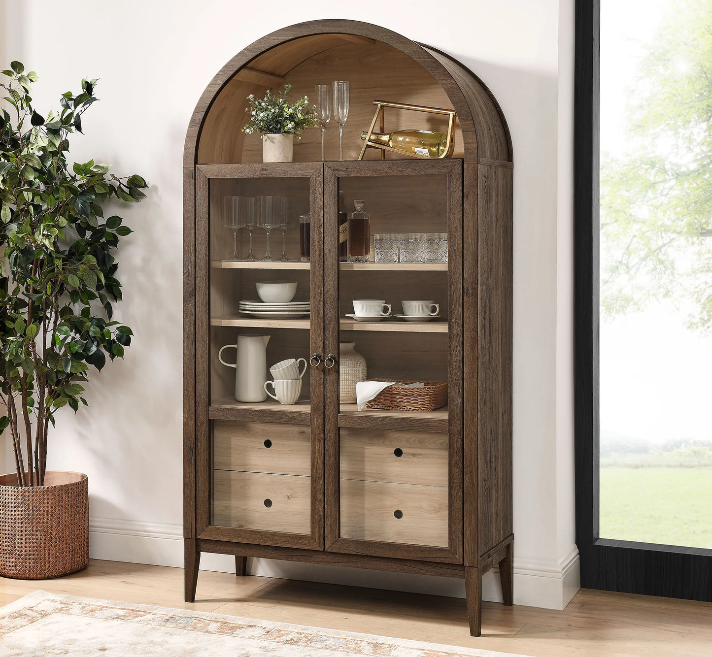 Nolan 74" Tall Arched Storage Display Cabinet – Elegant and Spacious Storage Solution for Modern Homes