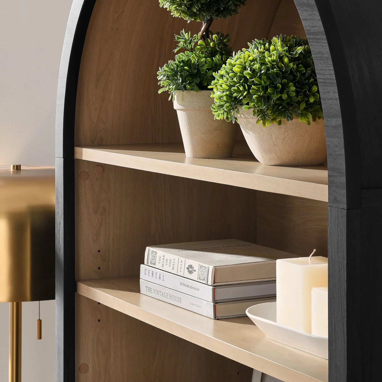 Nolan 74" Tall Arched Storage Display Cabinet Bookshelf – Stylish Storage and Display Solution for Modern Living Rooms