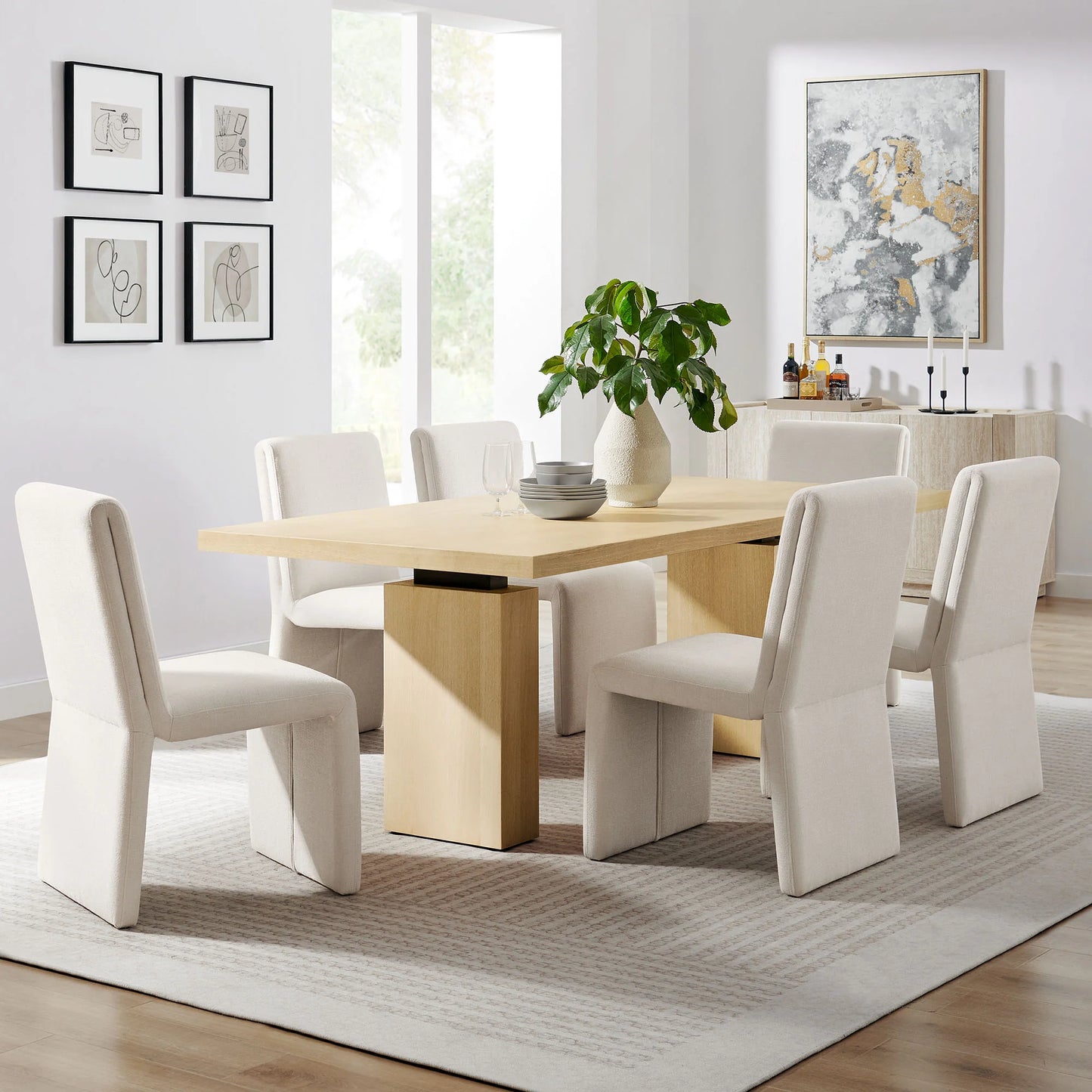 Piston 82" Rectangular Wood Dining Table in Natural – Elegant and Spacious Dining Table for Modern Homes