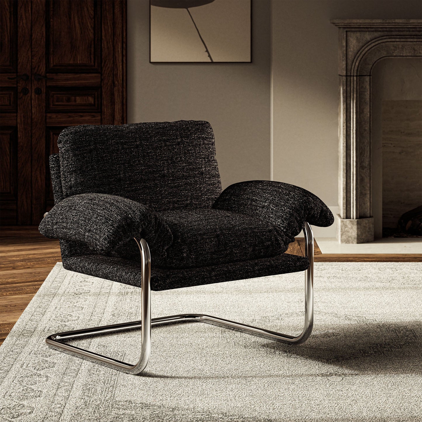 Ansel Boucle Fabric Accent Chair – Cozy and Stylish Lounge Chair for Modern Living Rooms