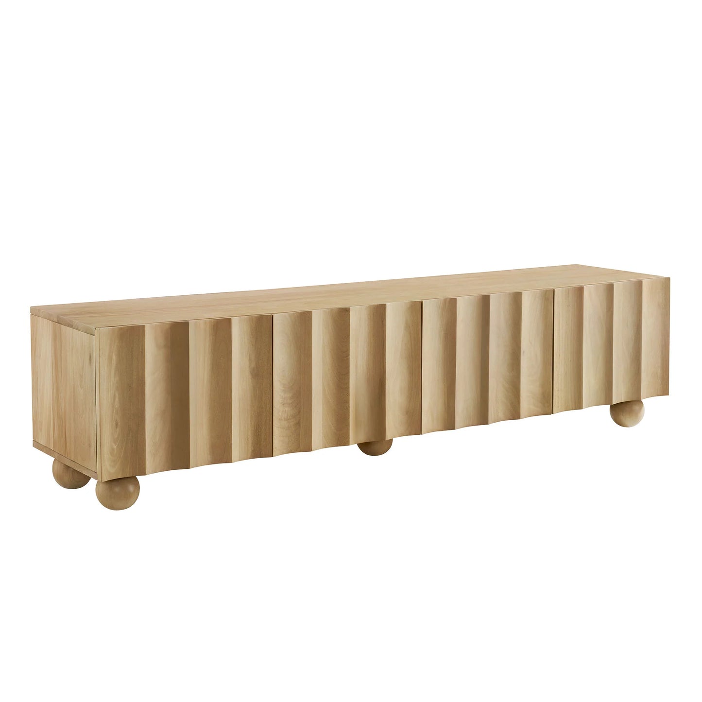 Sorren Scalloped 71" Wood TV Stand – Elegant Media Console with Carved Detailing for Stylish Entertainment Spaces
