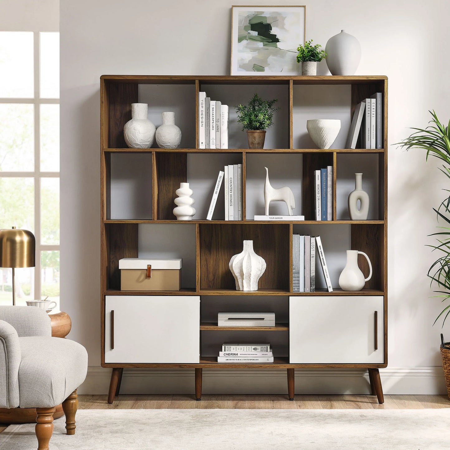Transmit 59" Bookcase with Sliding Doors – Stylish and Functional Storage for Modern Living Rooms and Offices