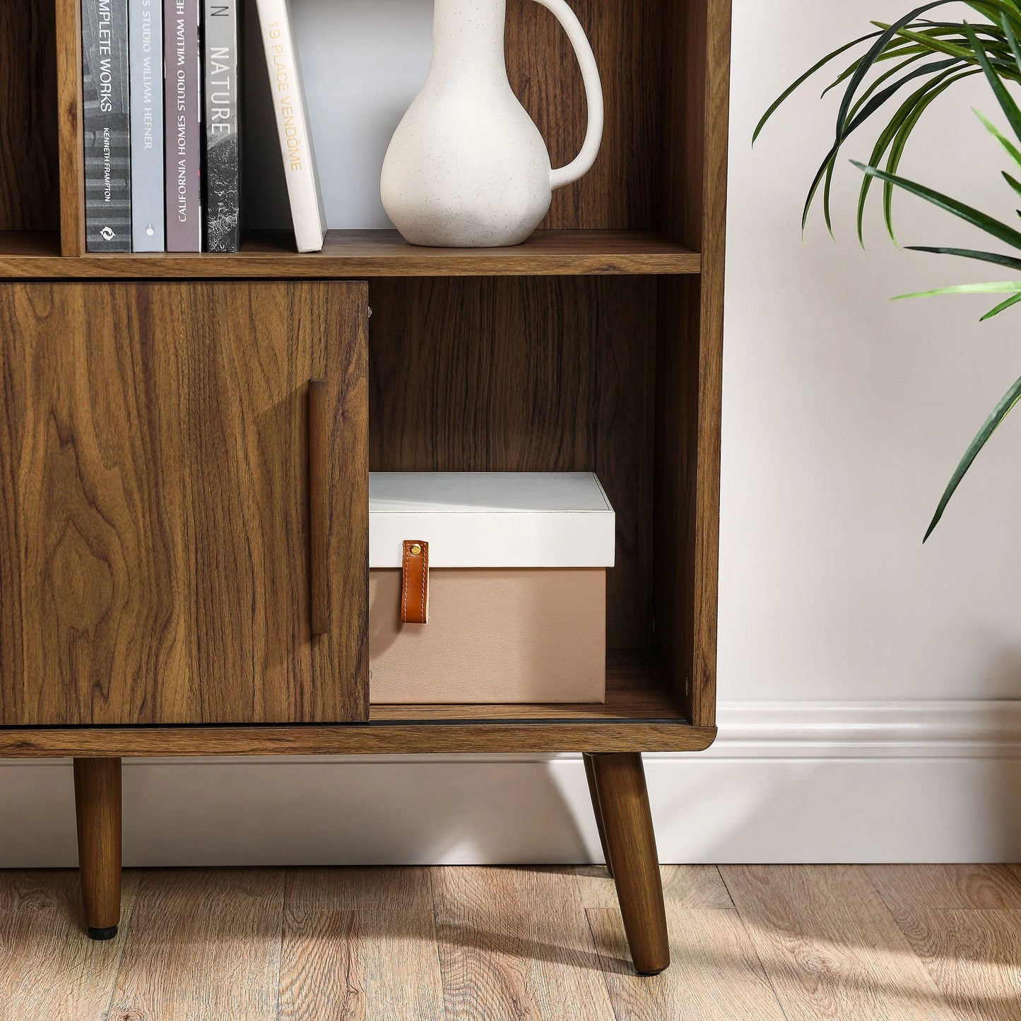 Transmit 59" Bookcase with Sliding Doors – Stylish and Functional Storage for Modern Living Rooms and Offices