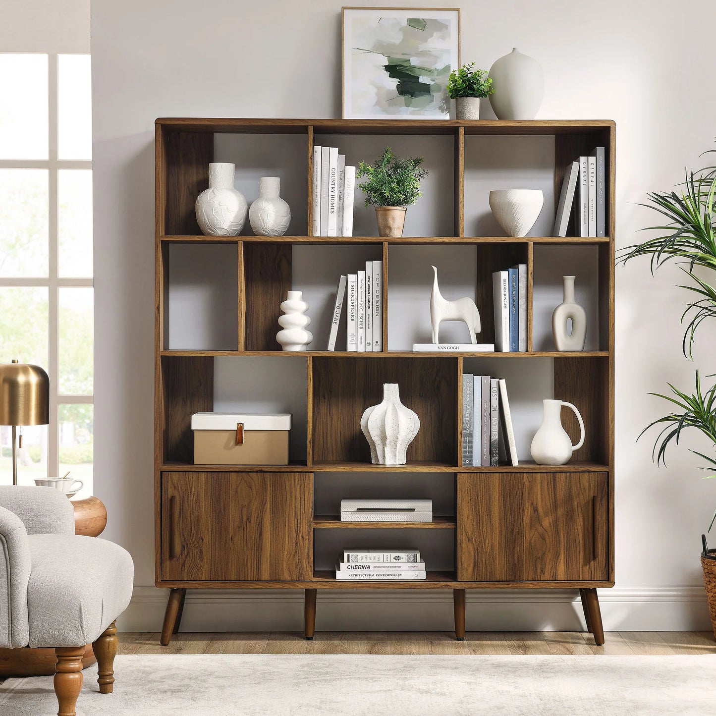 Transmit 59" Bookcase with Sliding Doors β Stylish and Functional Storage for Modern Living Rooms and Offices
