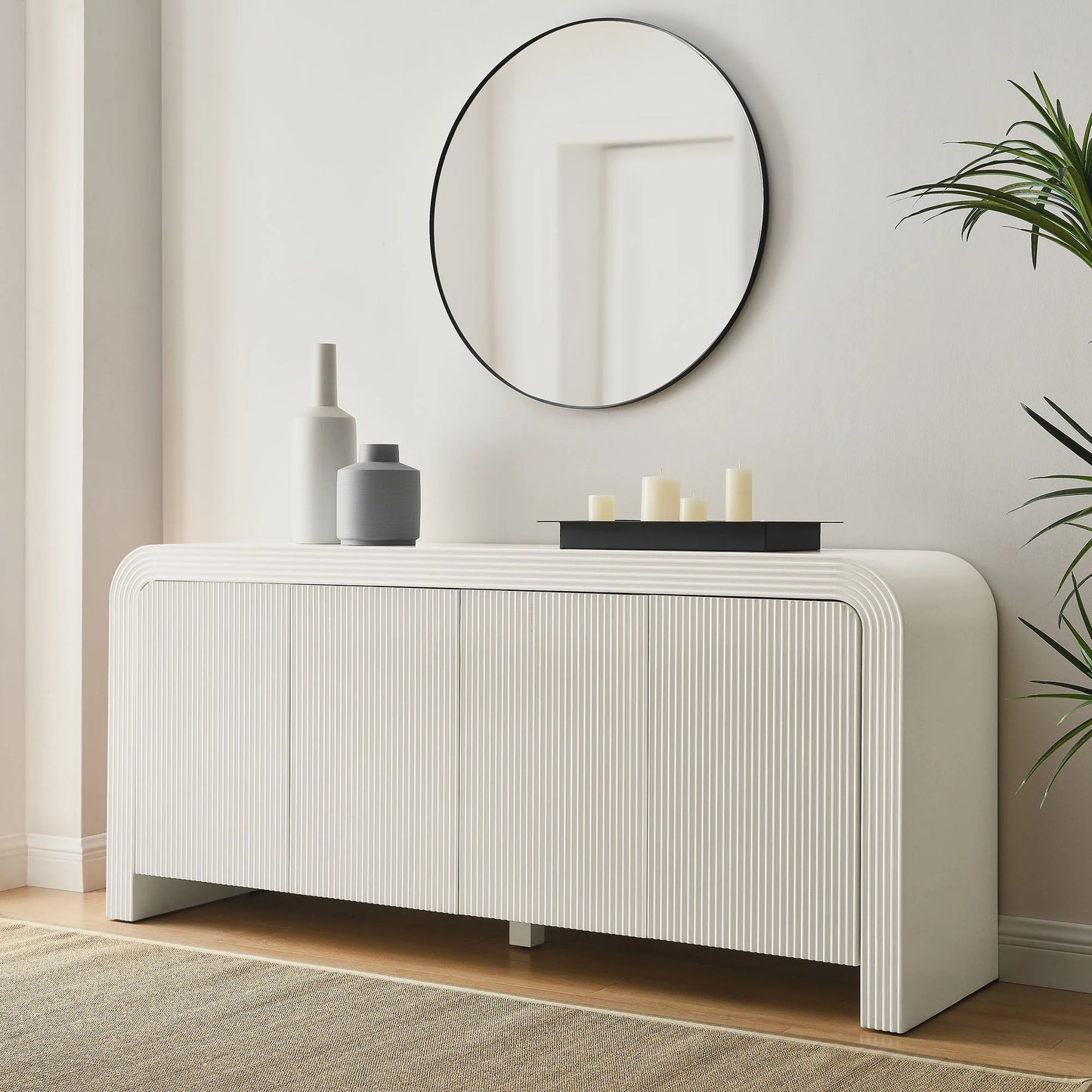 Waterflute 70" Fluted Sideboard Cabinet – Stylish and Functional Storage for Dining Rooms and Living Spaces