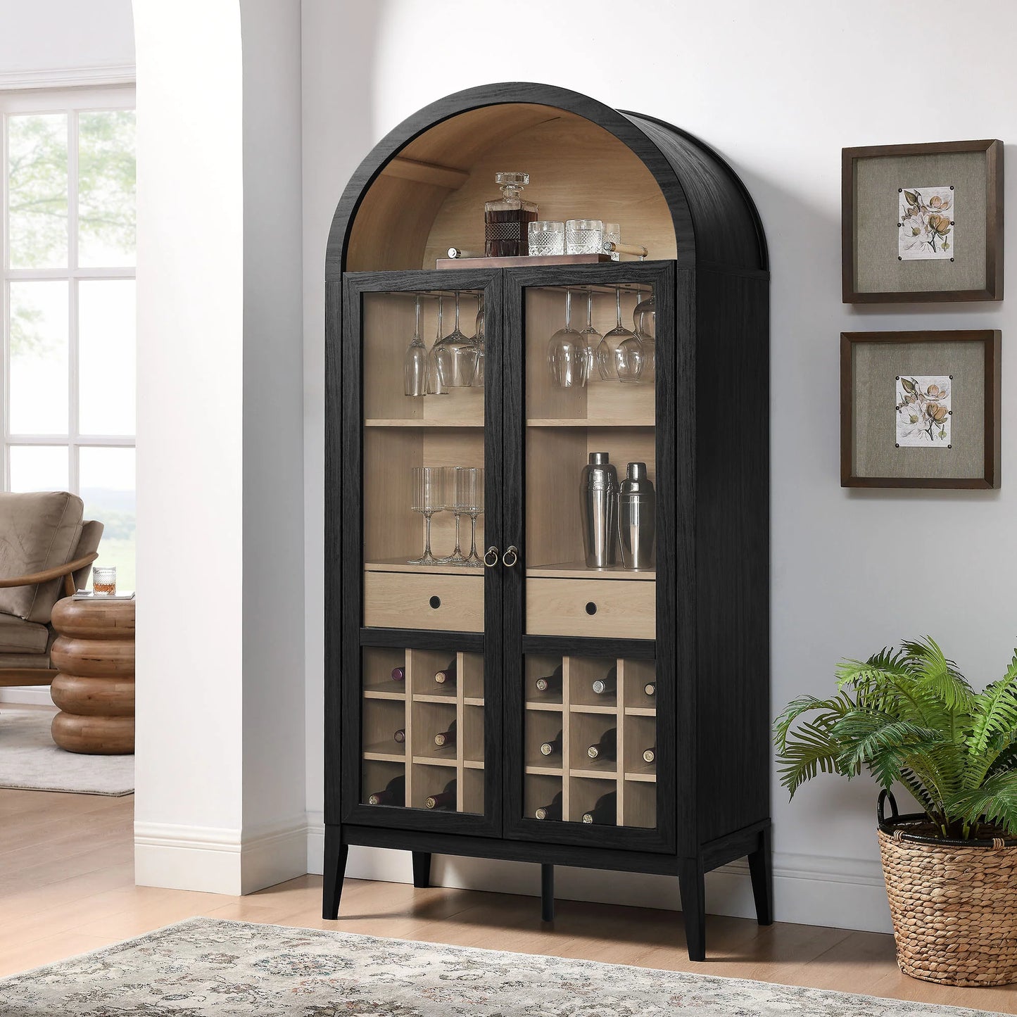 Nolan Arched Bar Cabinet β Stylish Storage Solution for Home Bars and Entertaining Spaces