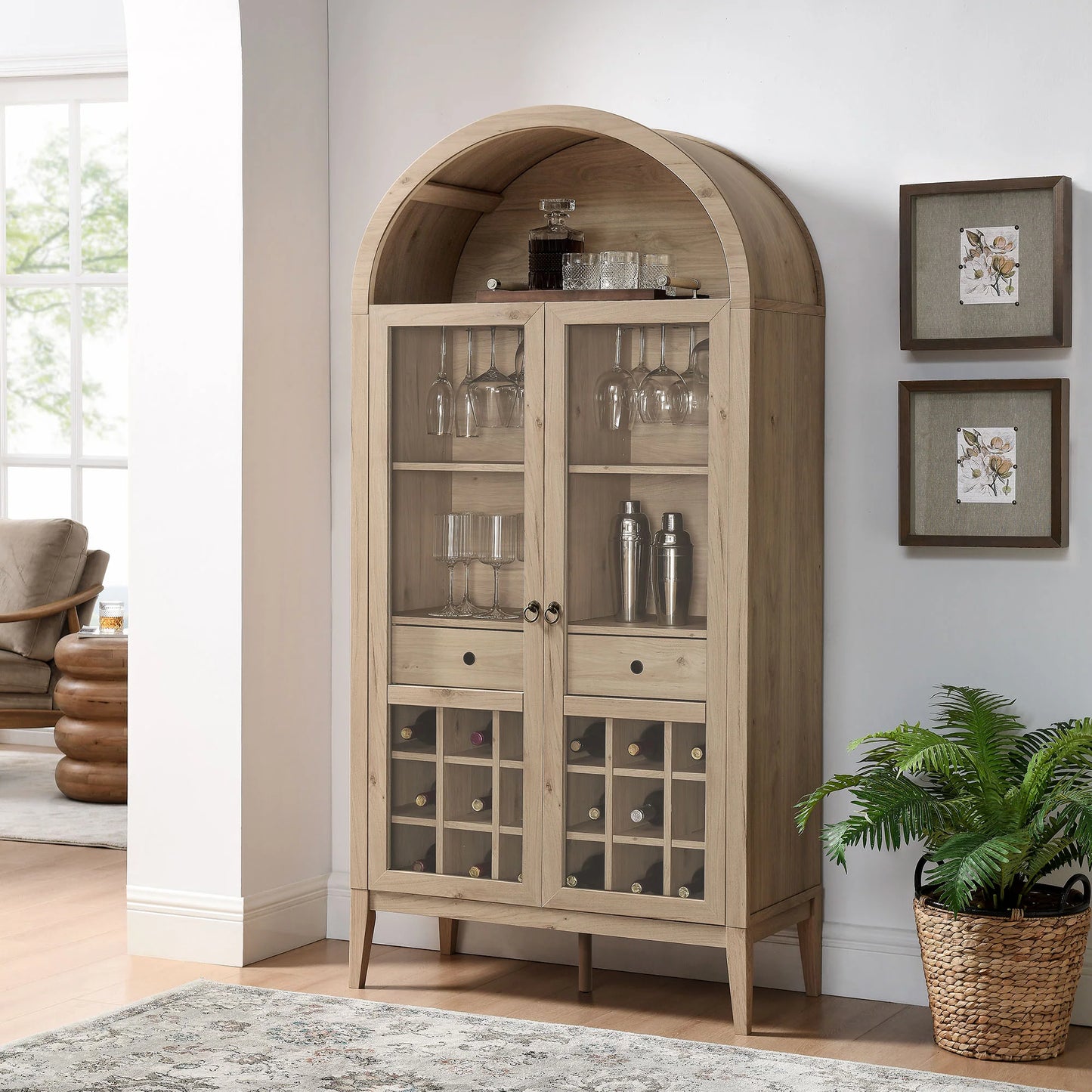 Nolan Arched Bar Cabinet – Stylish Storage Solution for Home Bars and Entertaining Spaces