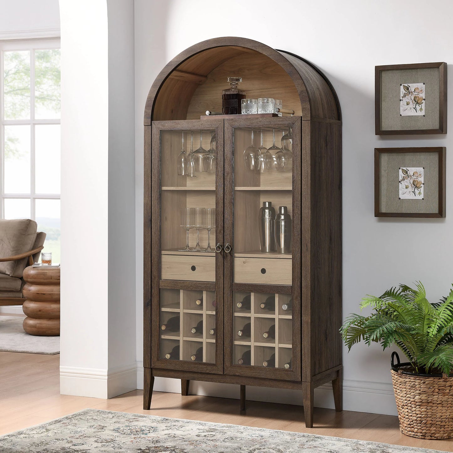 Nolan Arched Bar Cabinet – Stylish Storage Solution for Home Bars and Entertaining Spaces