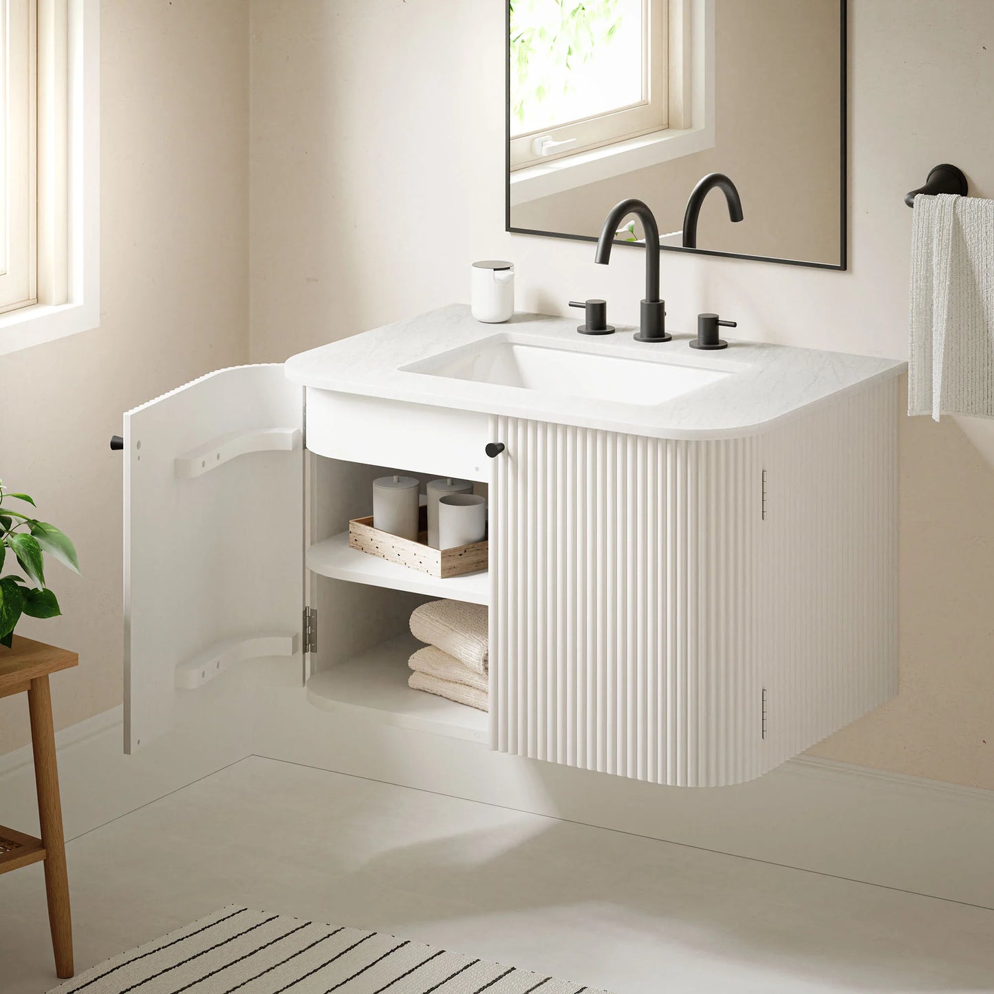 Zia 24" Wall-Mount Bathroom Vanity – Compact Modern Design with Marble Sink