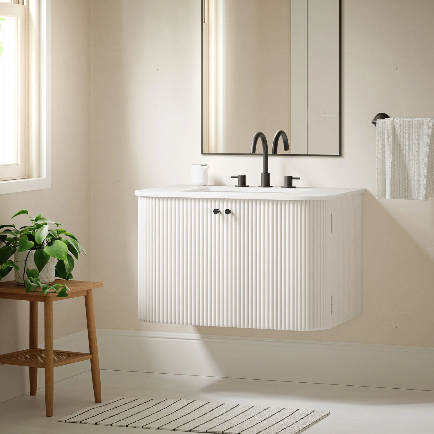 Zia 24" Wall-Mount Bathroom Vanity – Compact Modern Design with Marble Sink